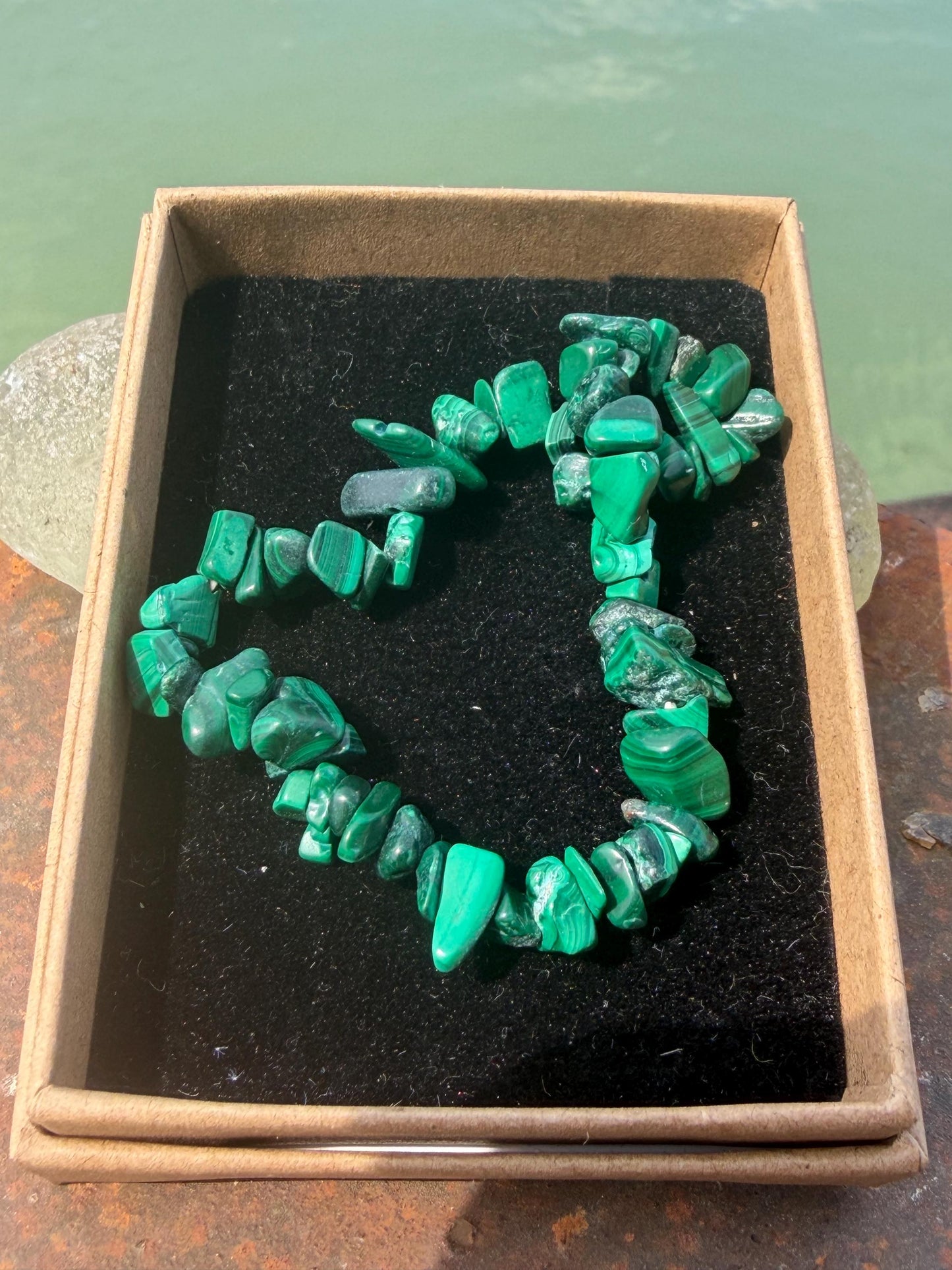 Malachite bracelet. Upcycled malachite jewellery. Ethical jewellery, unusual jewellery, malachite jewellery, green gemstone bracelet.