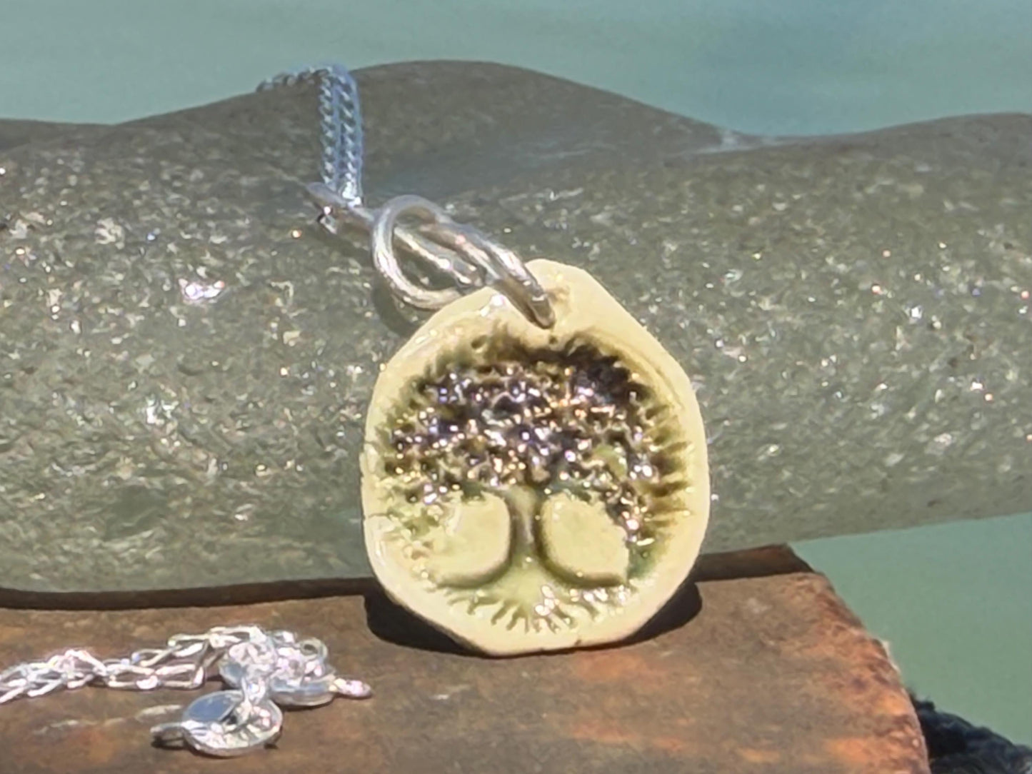 Handmade tree of life necklace. Eco friendly jewellery. Ethical pendants made with waste clay and recycled sterling silver. Eco jewellery.
