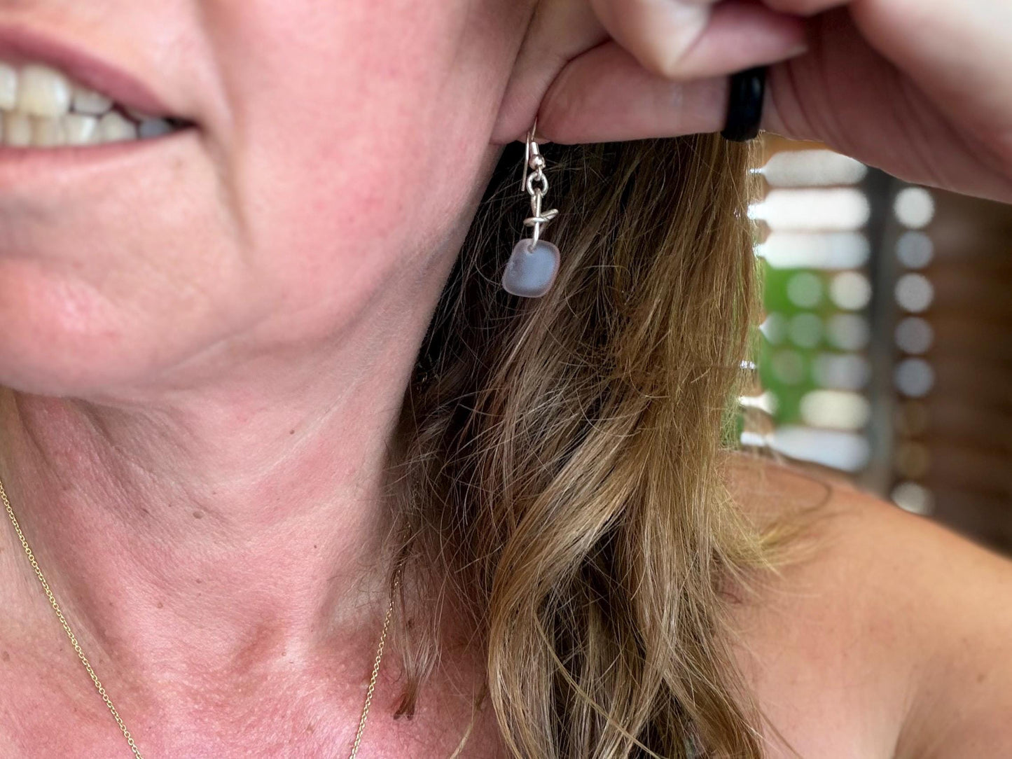 Sustainable jewellery. Eco friendly jewellery. Small sea glass earrings, ethical jewellery, handmade sea glass jewellery, ethical jewelry