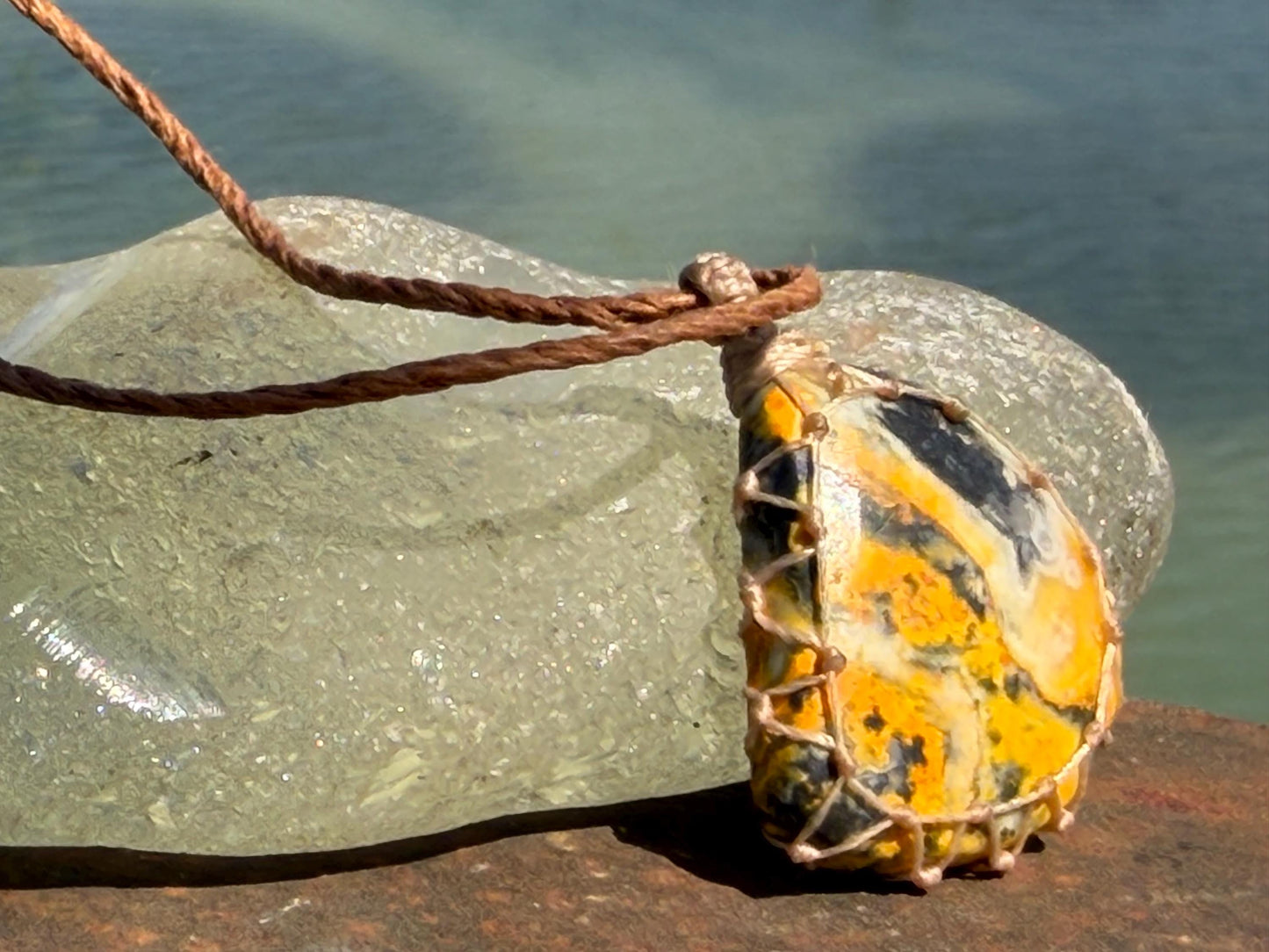 Yellow Jasper necklace. Handmade and unusual necklace. Sustainable unique jewellery. Joyful boho necklace, eco friendly jewellery.