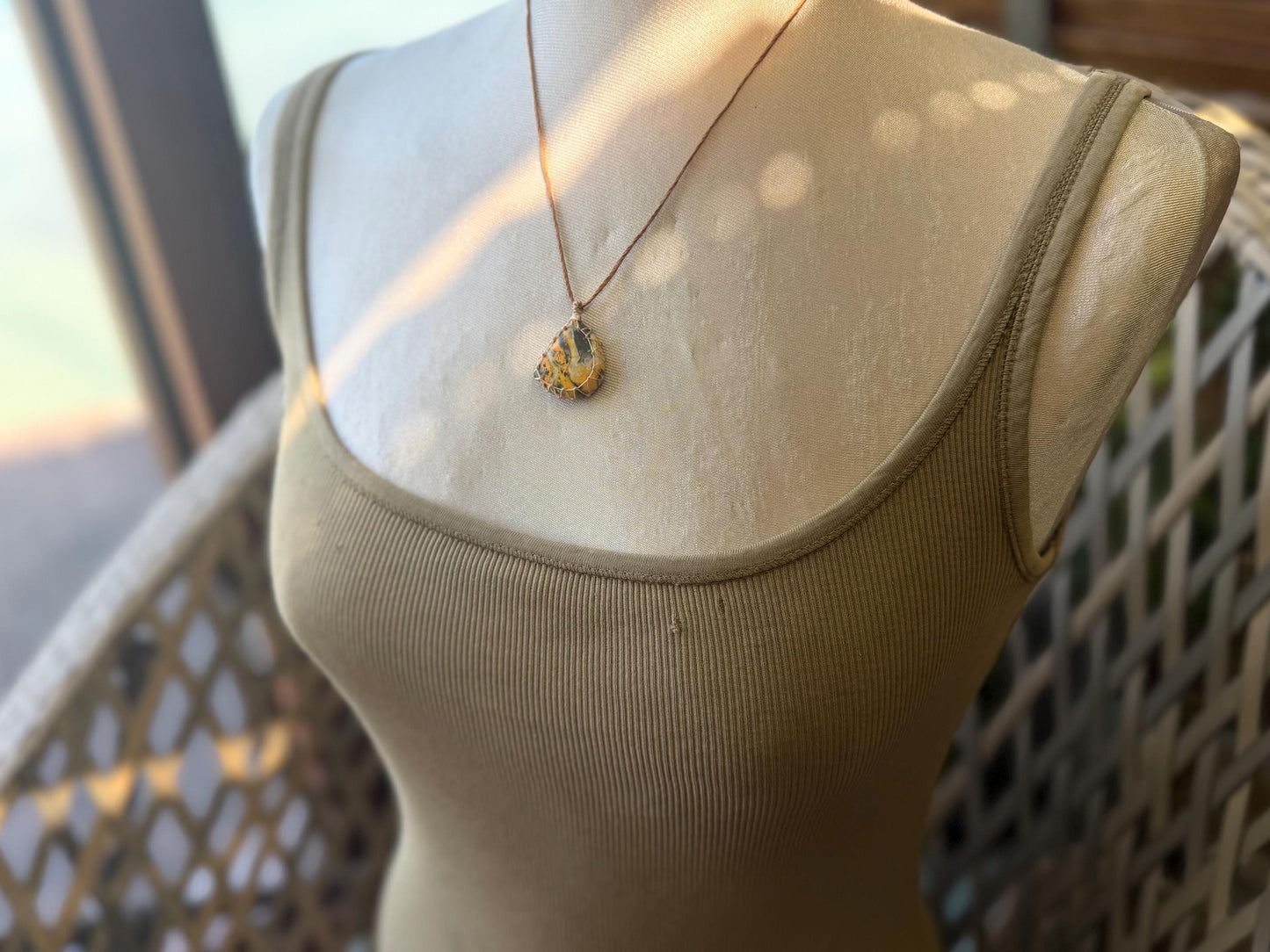 Yellow Jasper necklace. Handmade and unusual necklace. Sustainable unique jewellery. Joyful boho necklace, eco friendly jewellery.