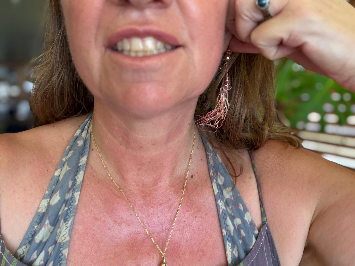 Seaweed earrings wrapped in recycled copper stripped from waste cables. Eco friendly gift for ocean lover. Very unusual and unique,