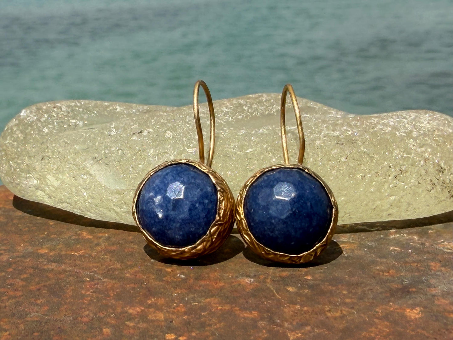 Vintage earrings, eco friendly earrings, ethical jewellery, lapis earrings, lapis jewellery. Retro earrings, boho earrings, gift for her