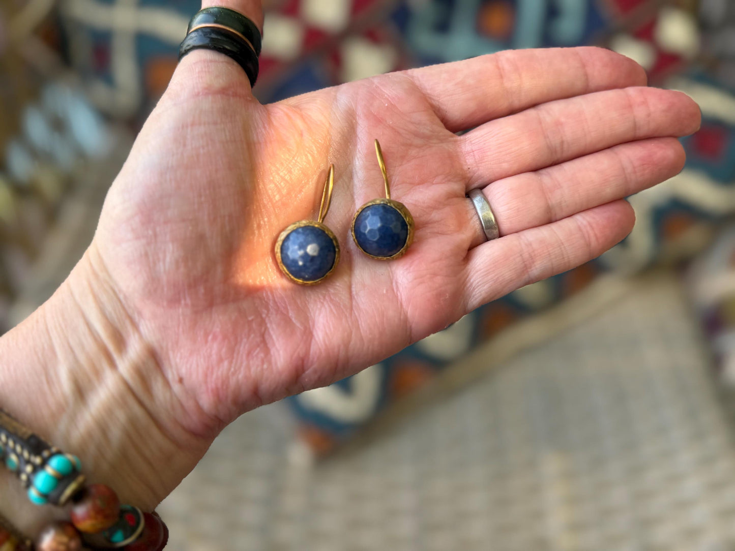 Vintage earrings, eco friendly earrings, ethical jewellery, lapis earrings, lapis jewellery. Retro earrings, boho earrings, gift for her