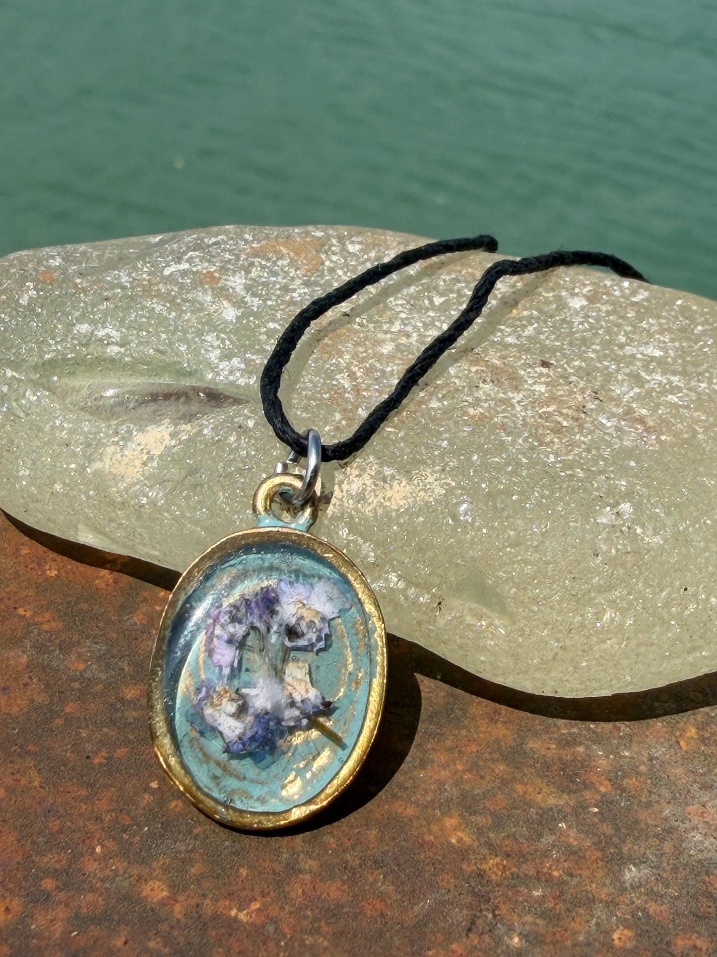 Forget me not necklace. Flower necklace, flower pendant, handmade jewellery, unique necklace, unique jewellery, boho necklace, gift for her