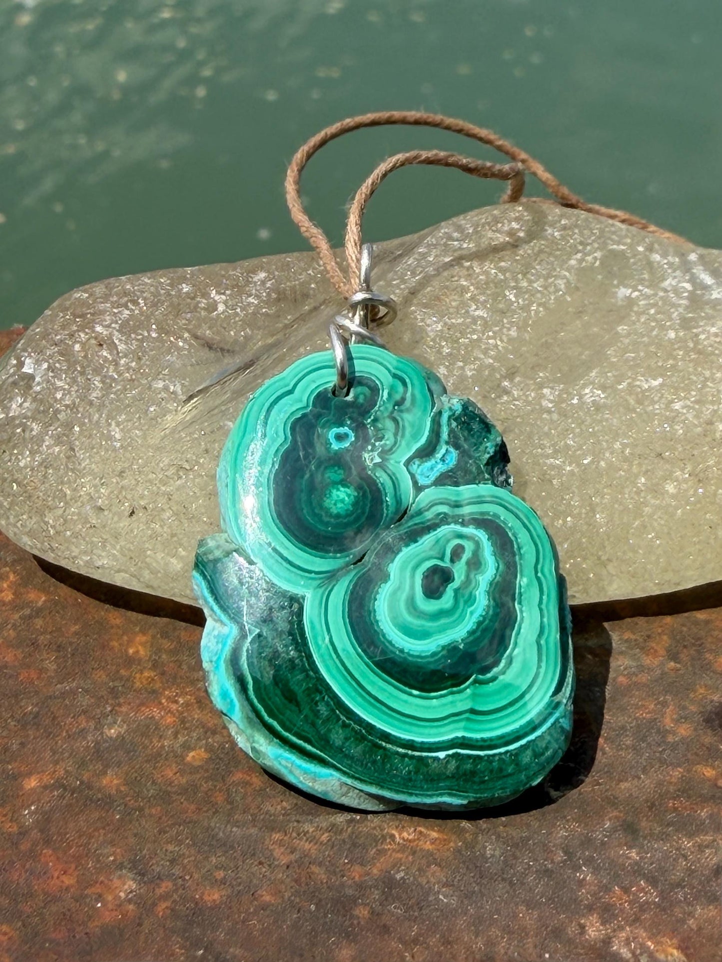 Chrysocolla Malachite necklace, ethical jewellery, bohemian necklace, unusual jewellery, malachite pendant, blue gemstone necklace