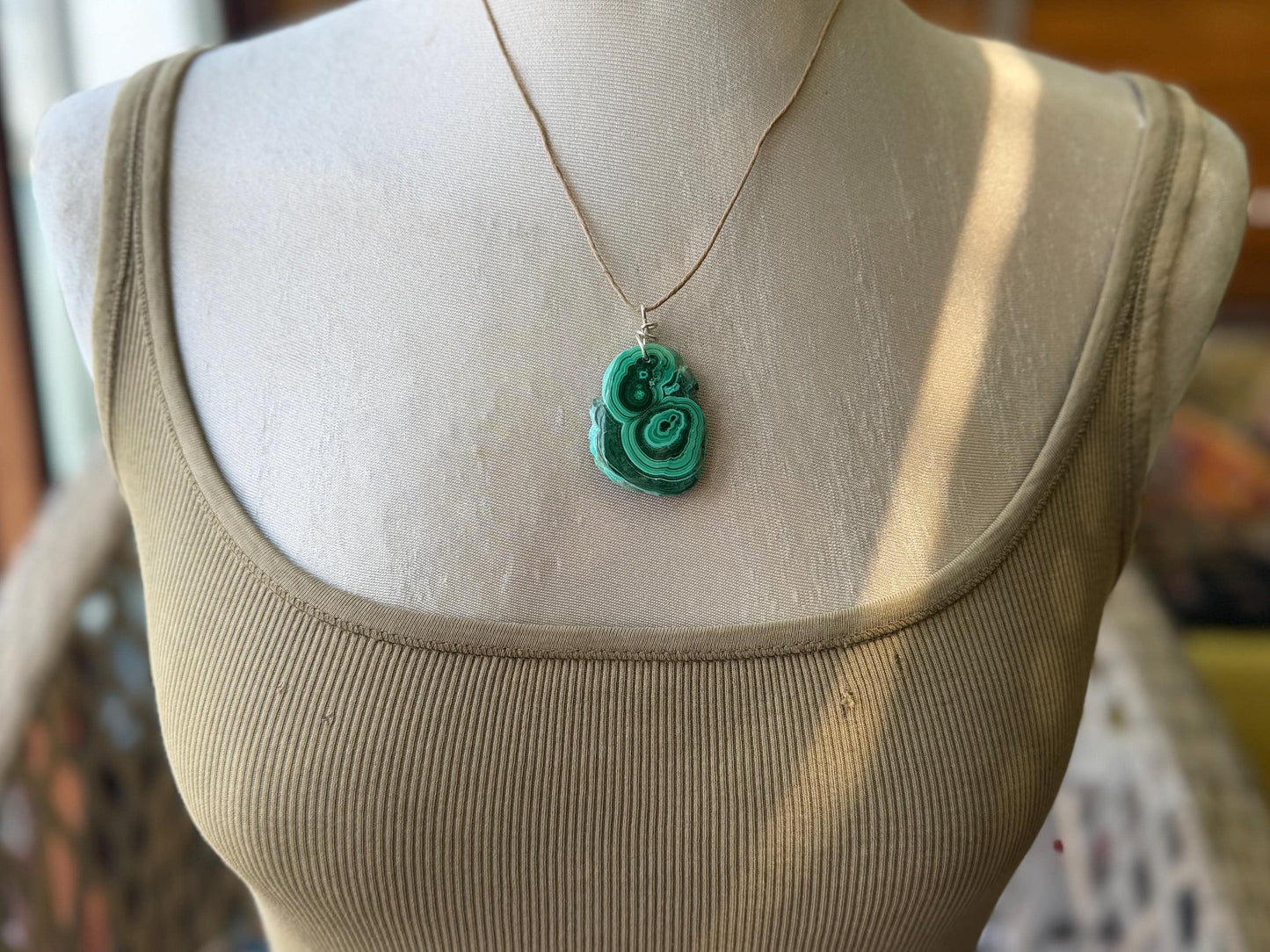 Chrysocolla Malachite necklace, ethical jewellery, bohemian necklace, unusual jewellery, malachite pendant, blue gemstone necklace