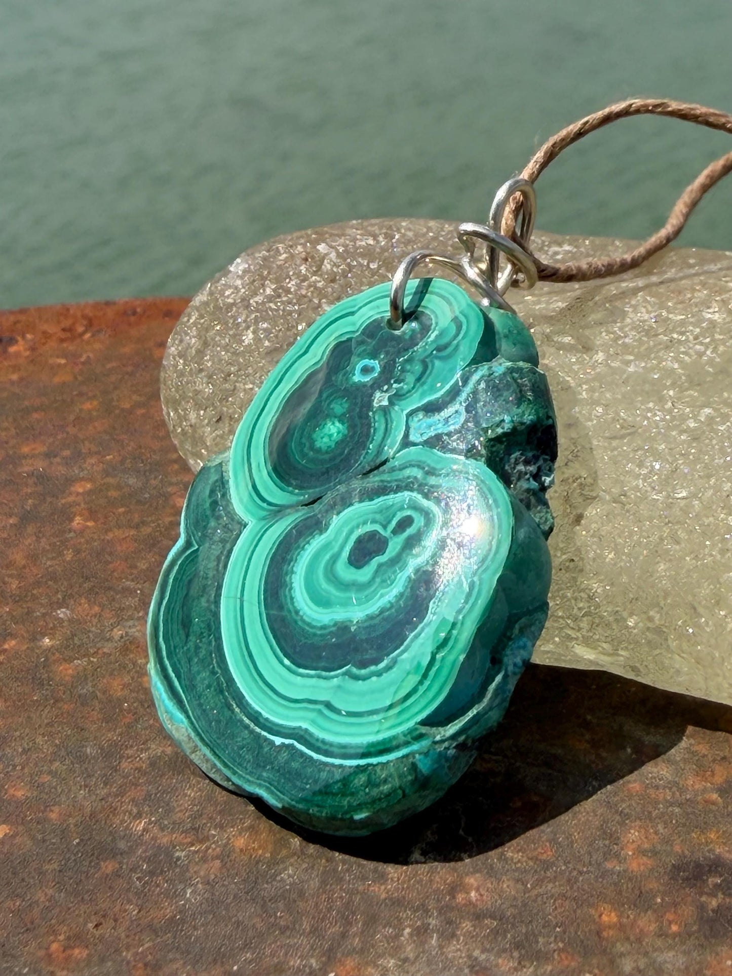 Chrysocolla Malachite necklace, ethical jewellery, bohemian necklace, unusual jewellery, malachite pendant, blue gemstone necklace
