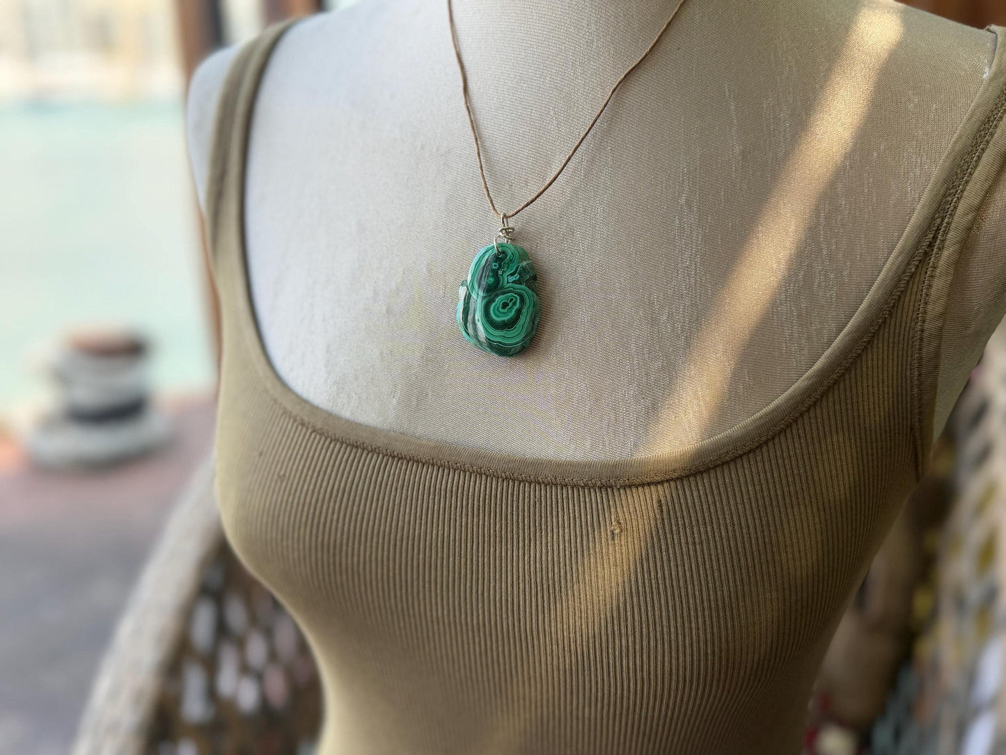 Chrysocolla Malachite necklace, ethical jewellery, bohemian necklace, unusual jewellery, malachite pendant, blue gemstone necklace