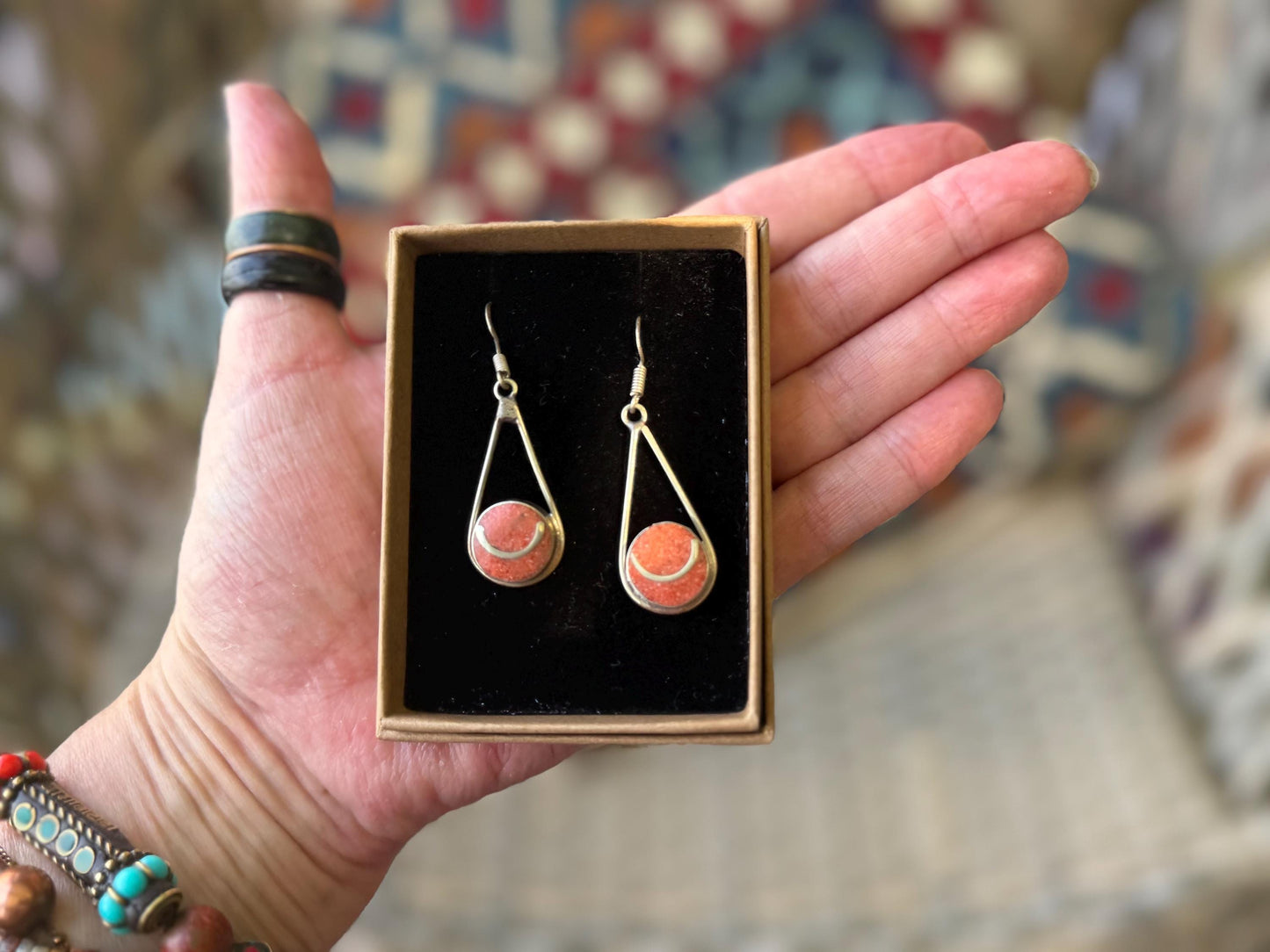 Vintage earrings, unusual jewellery, ethical jewellery, gypsy earrings. Eco friendly jewellery. Ethical jewellery. Sustainable jewellery.