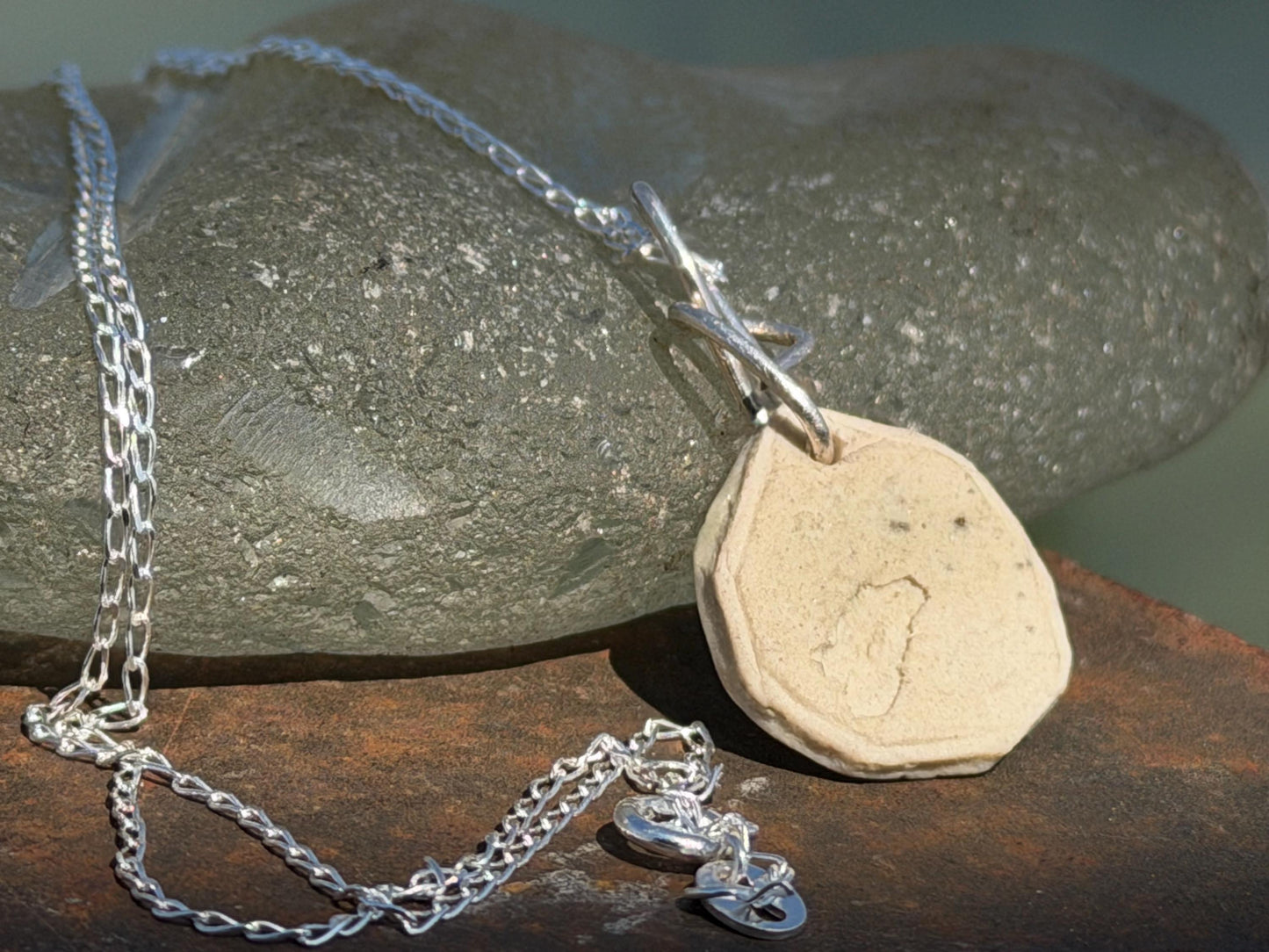 Handmade tree of life necklace. Eco friendly jewellery. Ethical pendants made with waste clay and recycled sterling silver. Eco jewellery.