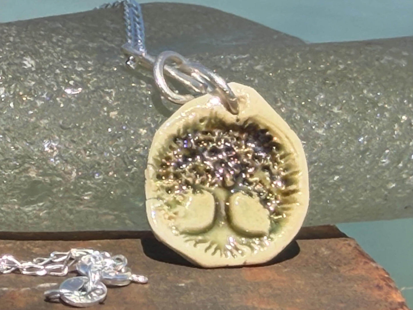 Handmade tree of life necklace. Eco friendly jewellery. Ethical pendants made with waste clay and recycled sterling silver. Eco jewellery.