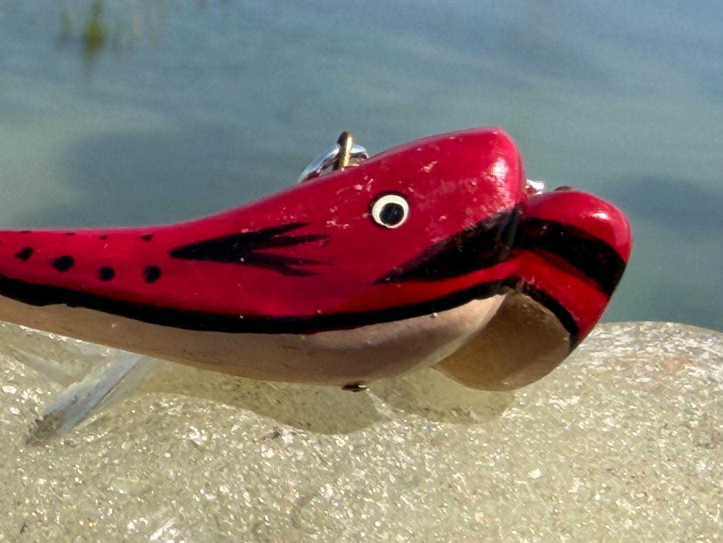 Red wooden whale earrings on sterling silver. Fun red earrings. Fish earrings. Eco friendly jewellery. Ethical jewellery. Whale gifts