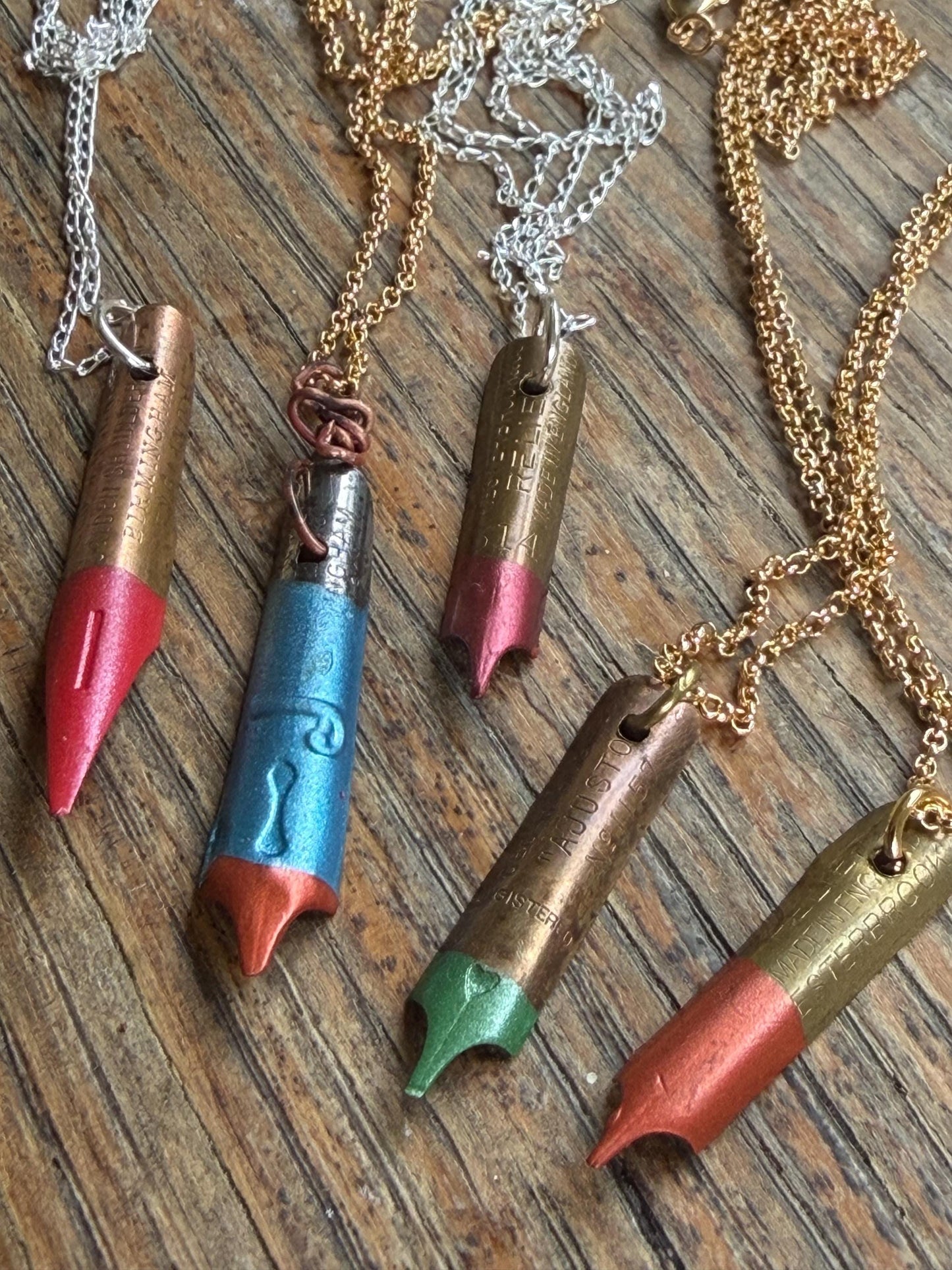 Pen nib necklace. Gift for a writer. Gift for a poet. Gift for book lover. Eco friendly jewellery. Ethical handmade jewellery. Teachers gift