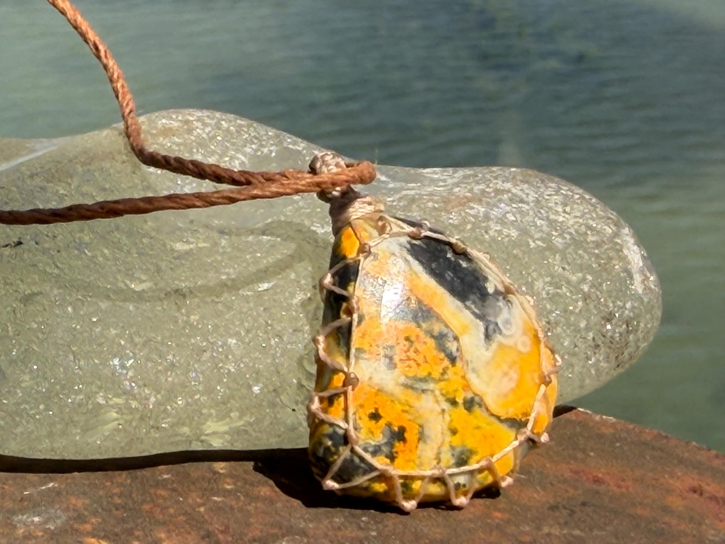 Yellow Jasper necklace. Handmade and unusual necklace. Sustainable unique jewellery. Joyful boho necklace, eco friendly jewellery.