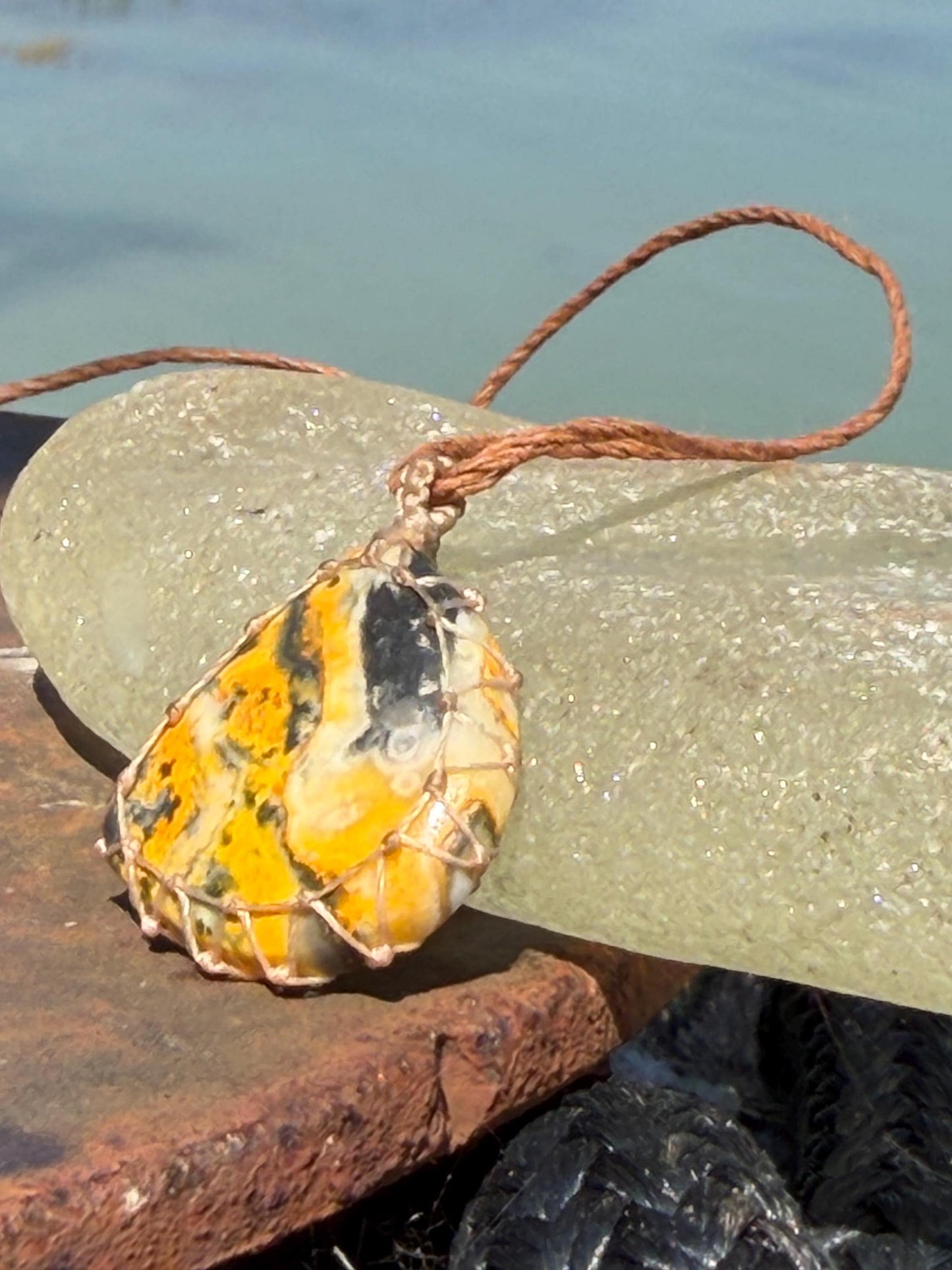 Yellow Jasper necklace. Handmade and unusual necklace. Sustainable unique jewellery. Joyful boho necklace, eco friendly jewellery.