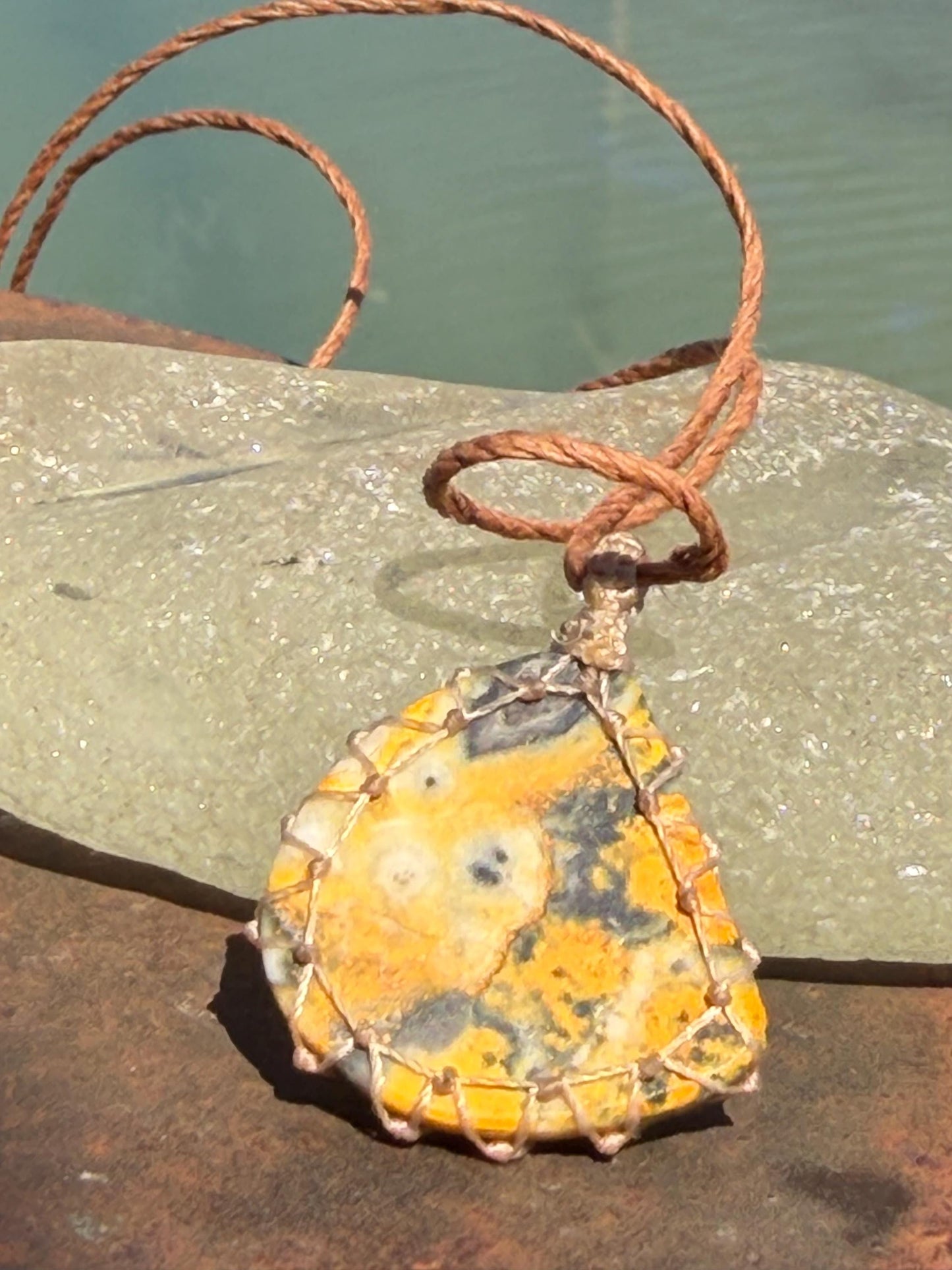 Yellow Jasper necklace. Handmade and unusual necklace. Sustainable unique jewellery. Joyful boho necklace, eco friendly jewellery.