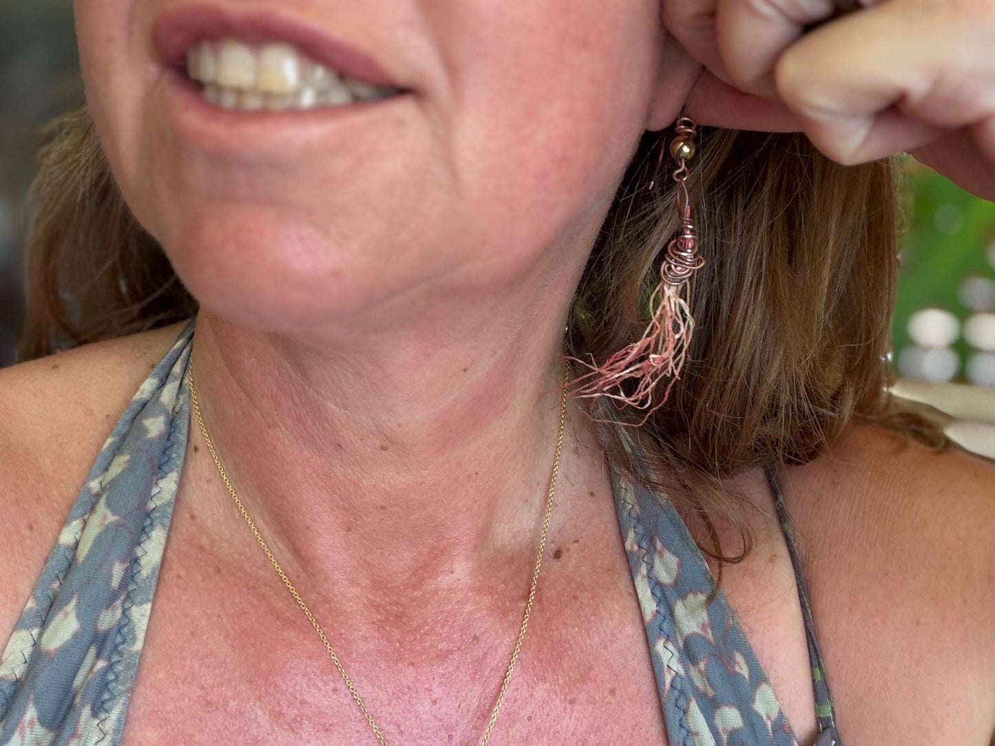 Seaweed earrings wrapped in recycled copper stripped from waste cables. Eco friendly gift for ocean lover. Very unusual and unique,