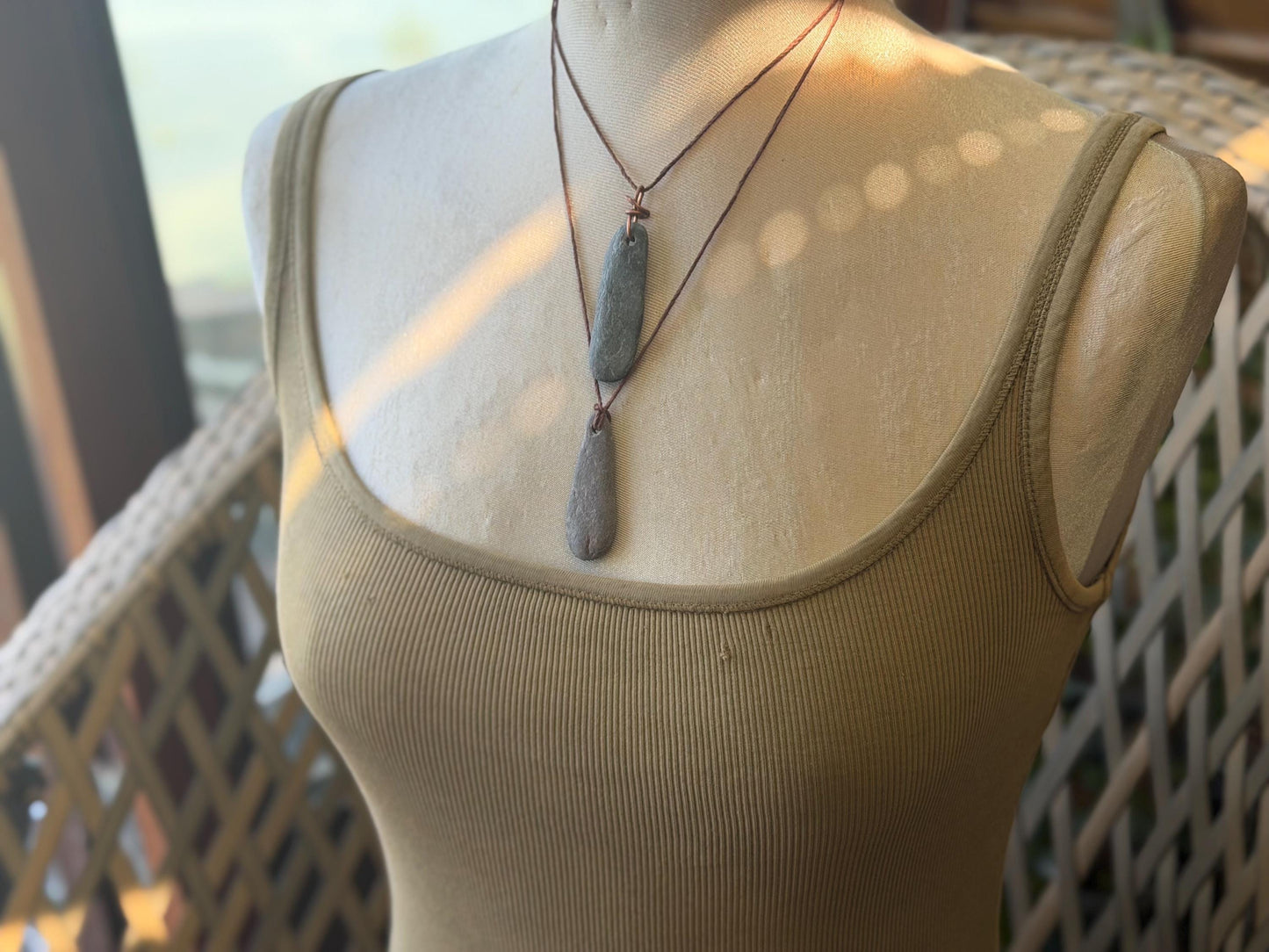 Eco friendly Cornish slate pendants. Earthy, eco and sustainable gift for him. Handmade frey slate necklaces. Handcrafted gifts for men.