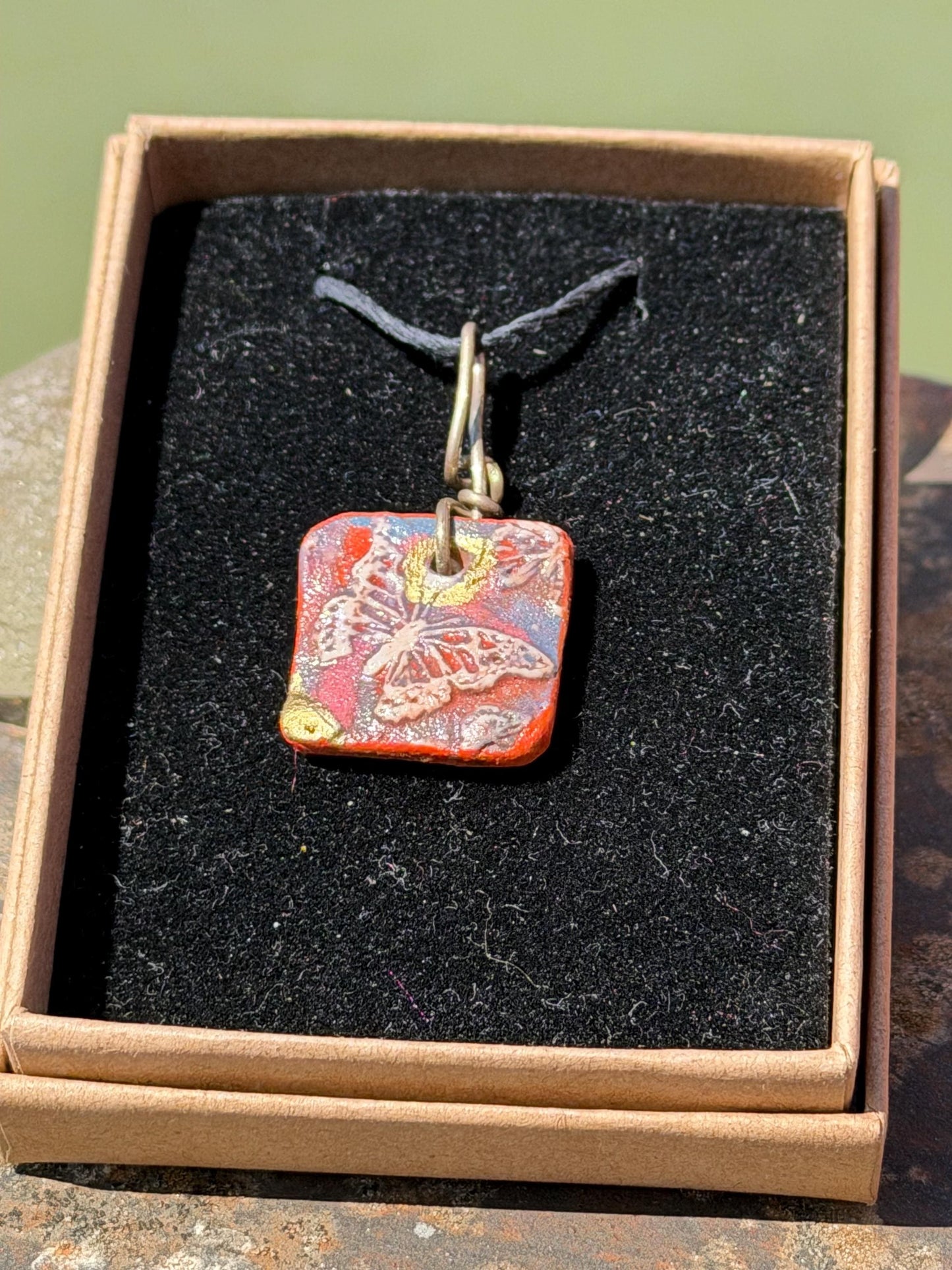 Unique Handmade pink and gold Butterfly Necklace - Boho Ethical Jewelry. Unique gift for her