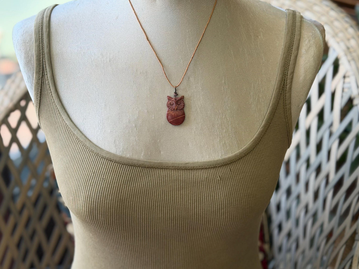 Handmade owl necklace. Sea glass necklace, orange necklace, unique necklace, owl necklaces, owl decoration, unique jewellery, owl gifts