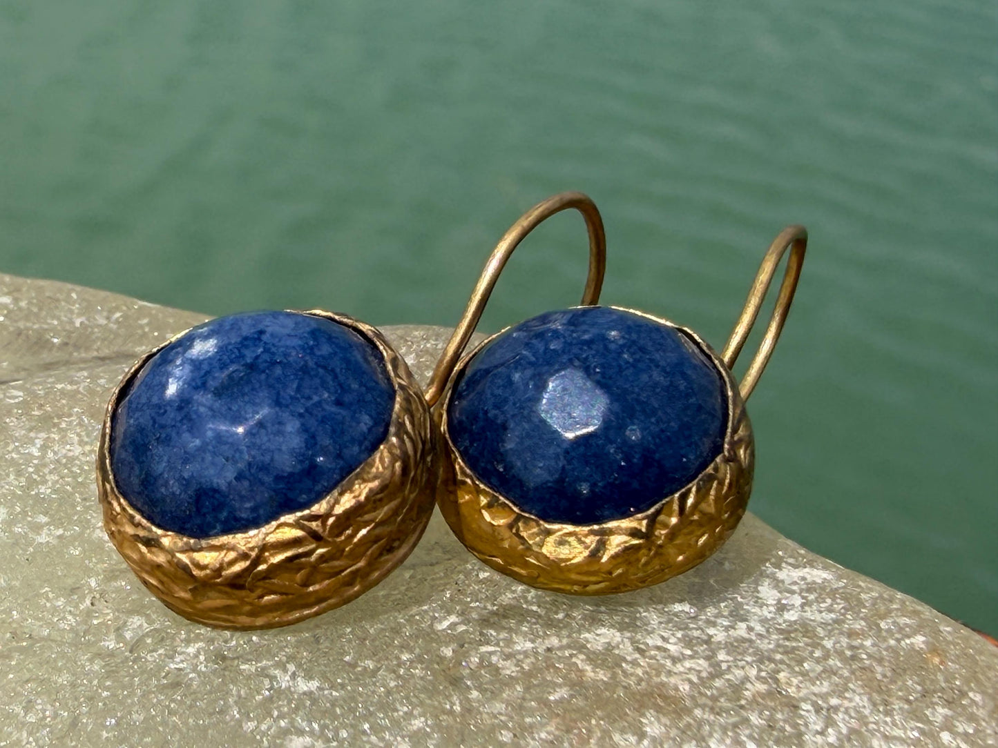 Vintage earrings, eco friendly earrings, ethical jewellery, lapis earrings, lapis jewellery. Retro earrings, boho earrings, gift for her