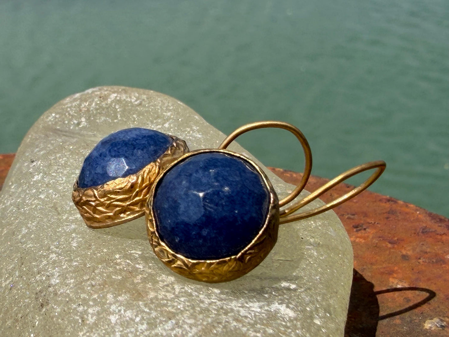 Vintage earrings, eco friendly earrings, ethical jewellery, lapis earrings, lapis jewellery. Retro earrings, boho earrings, gift for her
