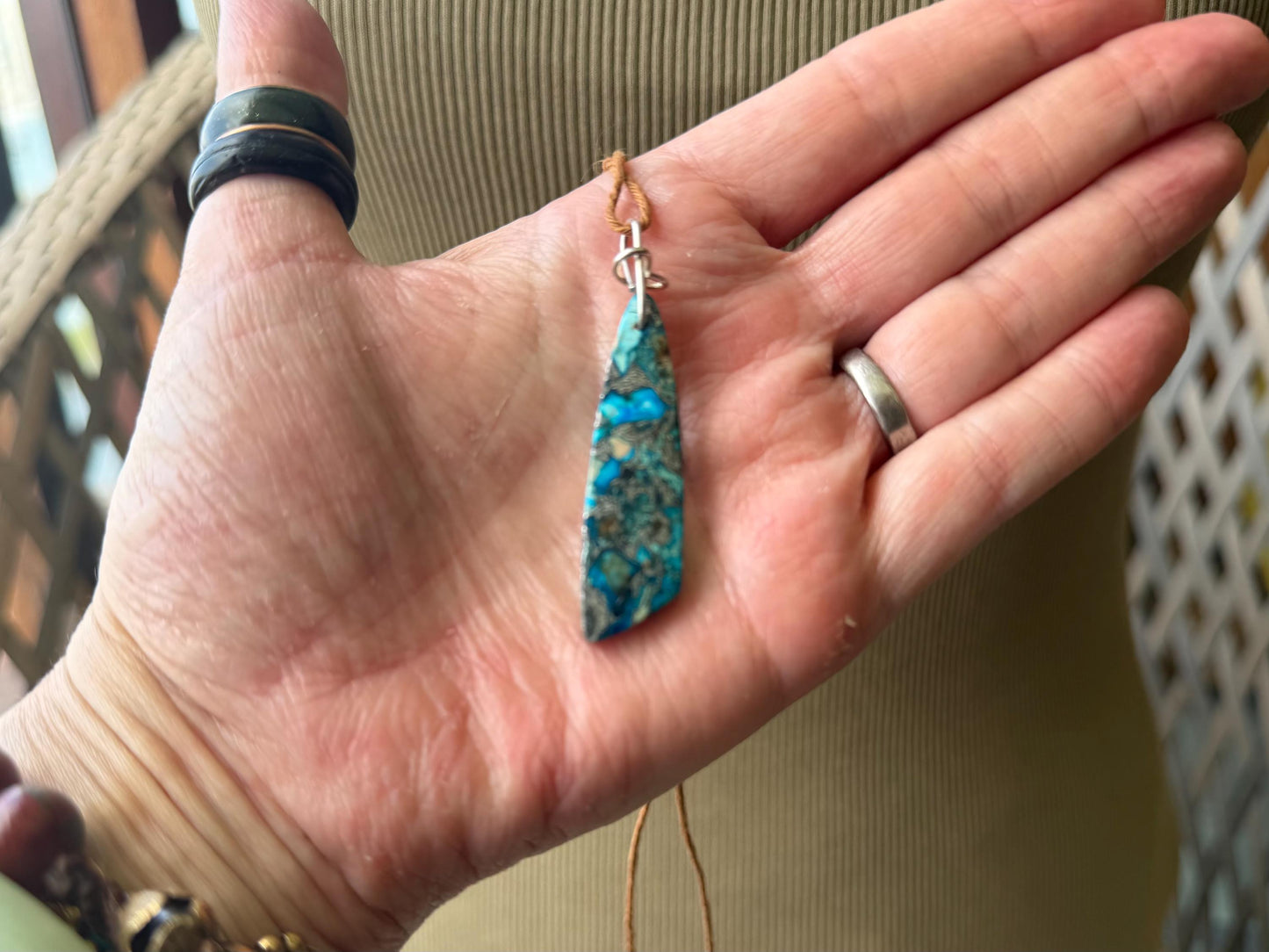 Sea sediment blue jasper gemstone necklace. Ethical jewellery, unusual gemstone pendants. Stunning unique jewellery. Unique gifts.