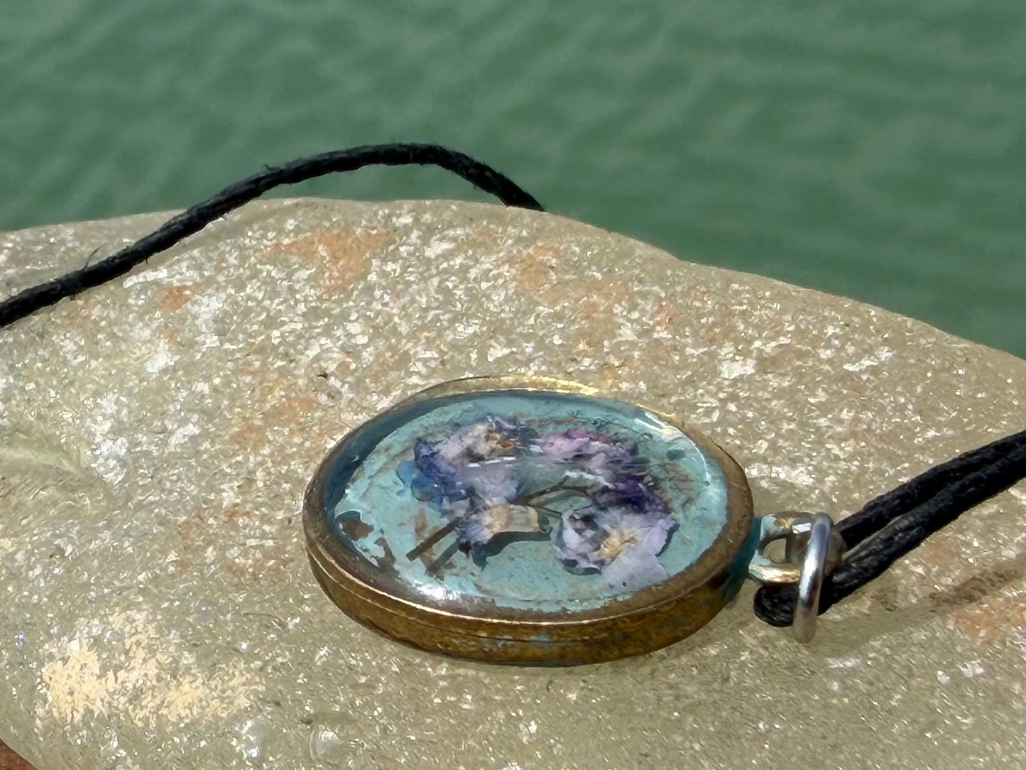 Forget me not necklace. Flower necklace, flower pendant, handmade jewellery, unique necklace, unique jewellery, boho necklace, gift for her