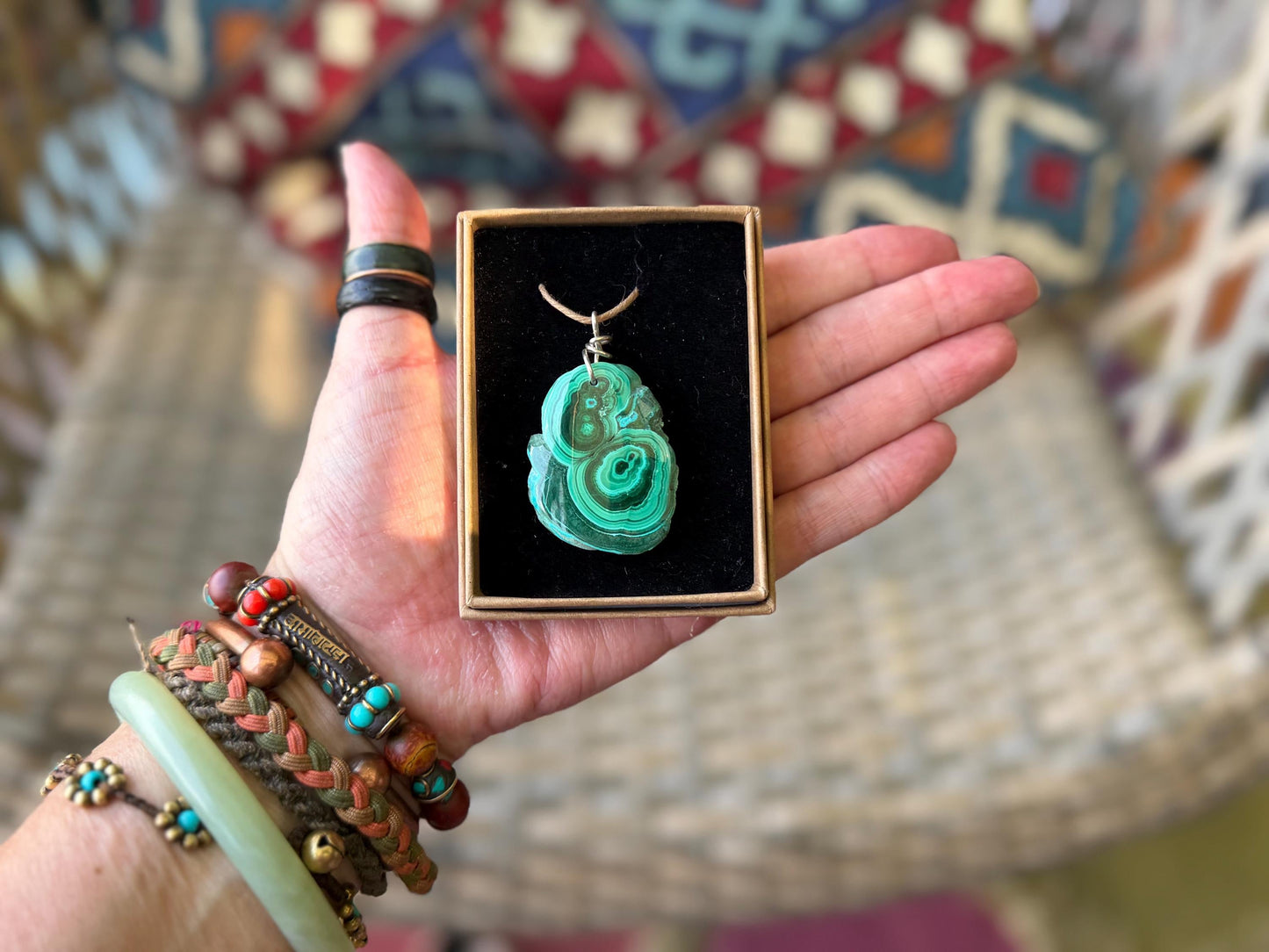Chrysocolla Malachite necklace, ethical jewellery, bohemian necklace, unusual jewellery, malachite pendant, blue gemstone necklace