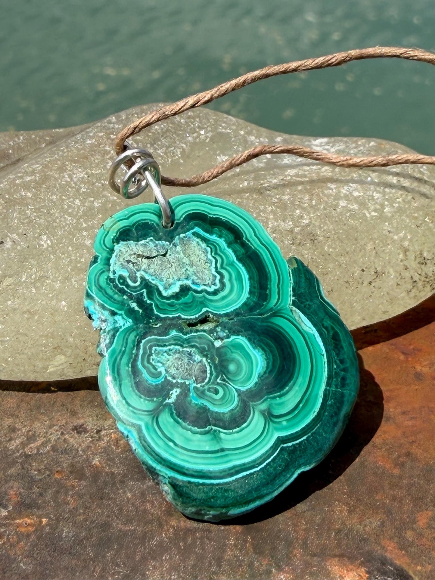 Chrysocolla Malachite necklace, ethical jewellery, bohemian necklace, unusual jewellery, malachite pendant, blue gemstone necklace