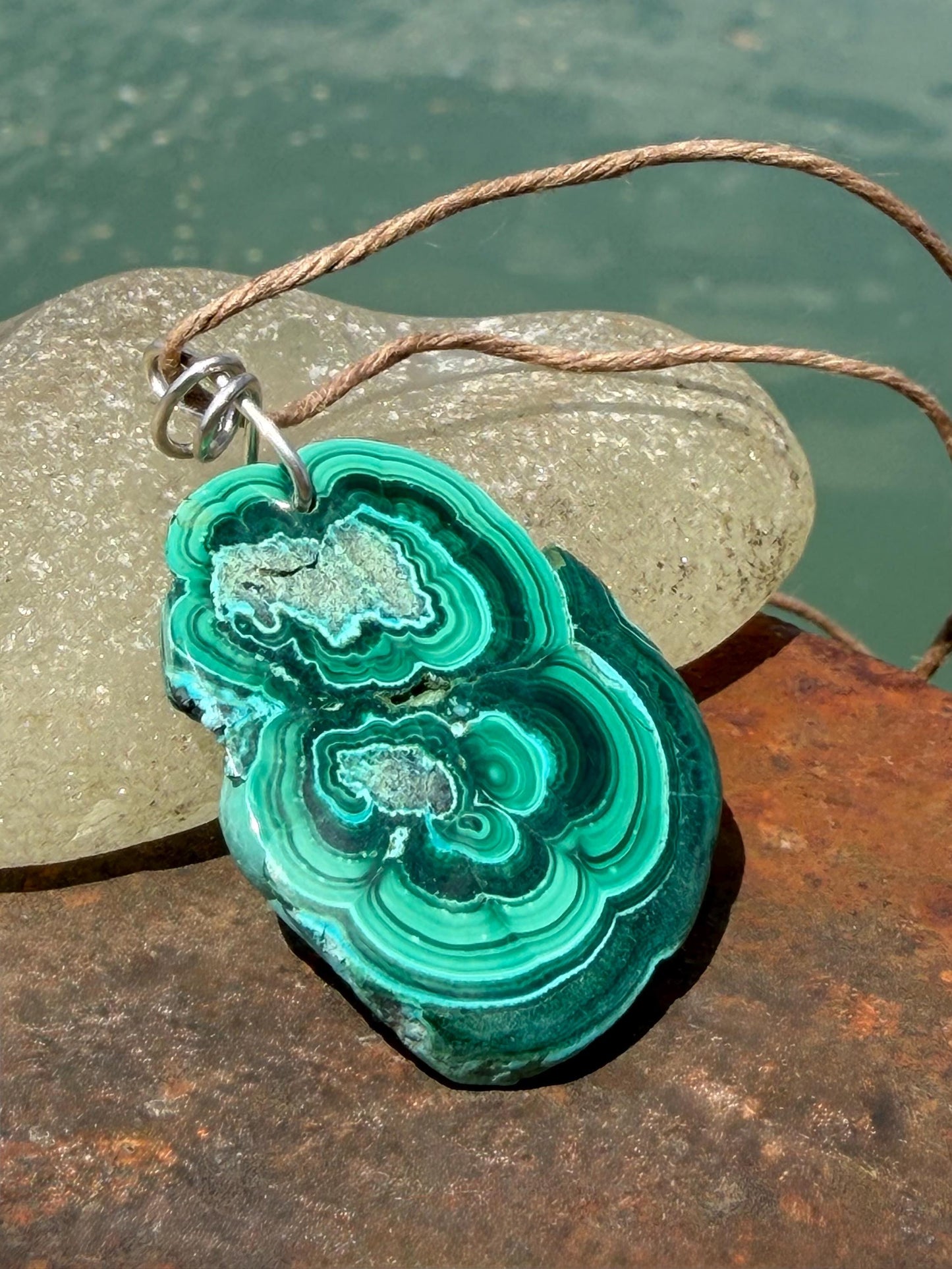 Chrysocolla Malachite necklace, ethical jewellery, bohemian necklace, unusual jewellery, malachite pendant, blue gemstone necklace