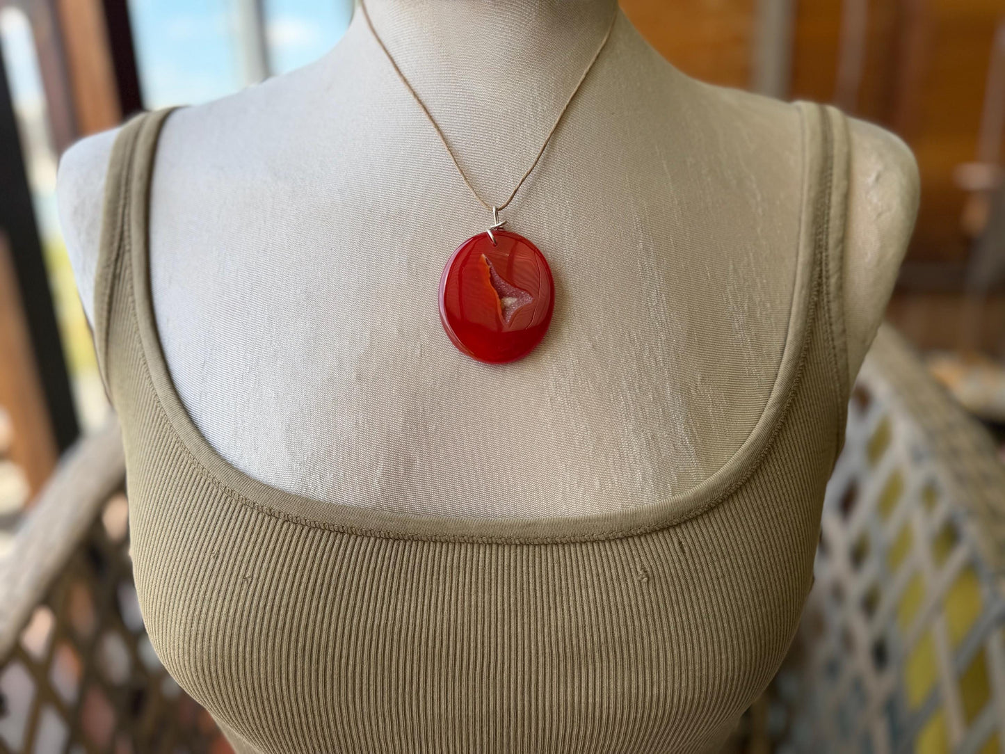 Agate necklace, ethical jewellery, bohemian necklace, unusual jewellery, agate pendant, white gemstone necklace. Boho jewellery