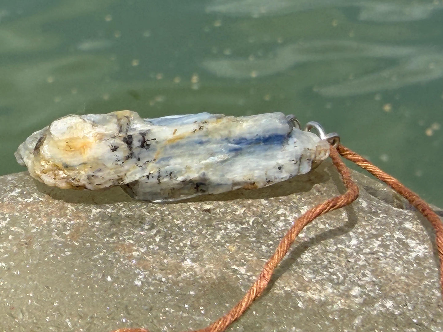 Raw blue kyanite pendant hung on recycled sterling silver. Unique jewellery. handmade unusual jewellery, ethically made eco friendly gifts