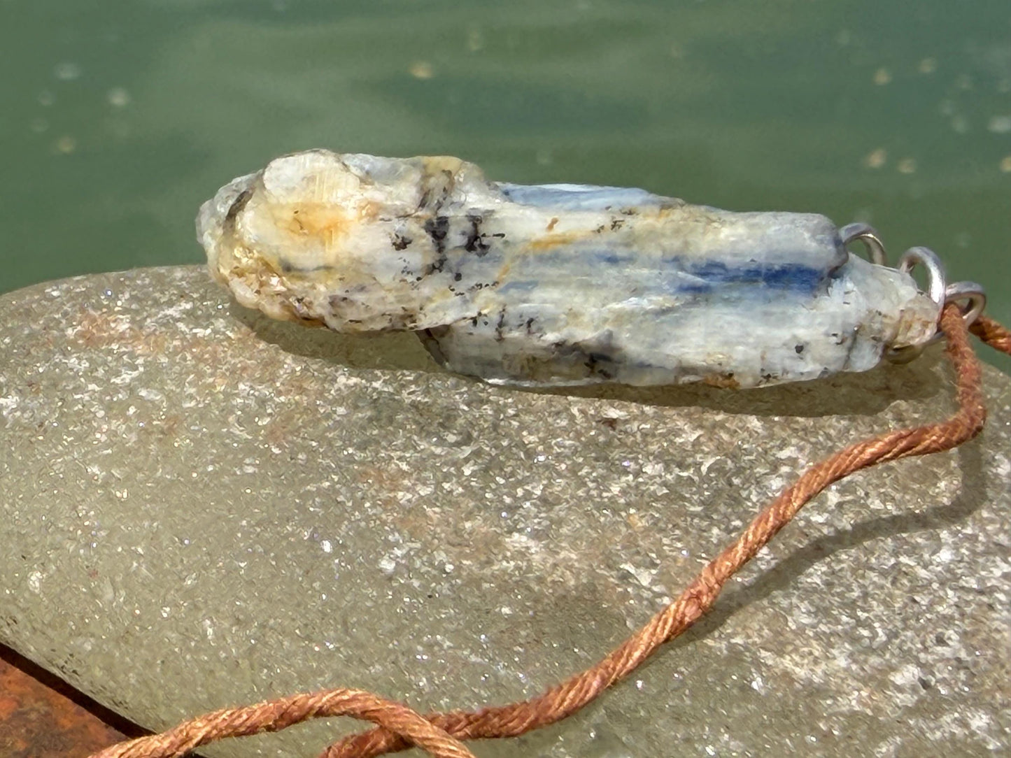 Raw blue kyanite pendant hung on recycled sterling silver. Unique jewellery. handmade unusual jewellery, ethically made eco friendly gifts
