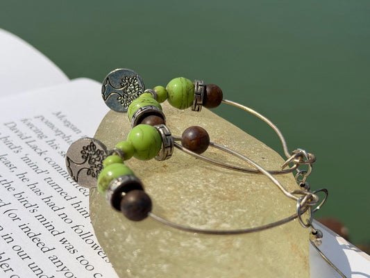 Handmade earrings, silver tree of life earrings. ethical jewellery, unique earrings, hippy handmade jewellery, eco friendly jewellery.