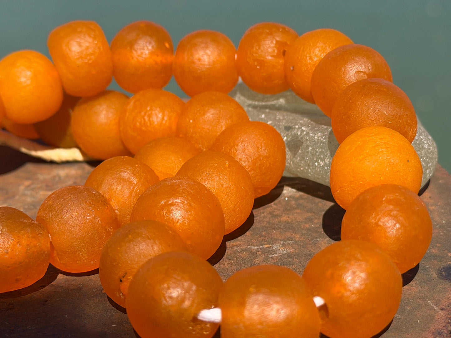 Fabulous bright orange glass necklaces. Recycled necklace, handmade necklace. Eco friendly jewellery. Ethical and sustainable gift. Large!