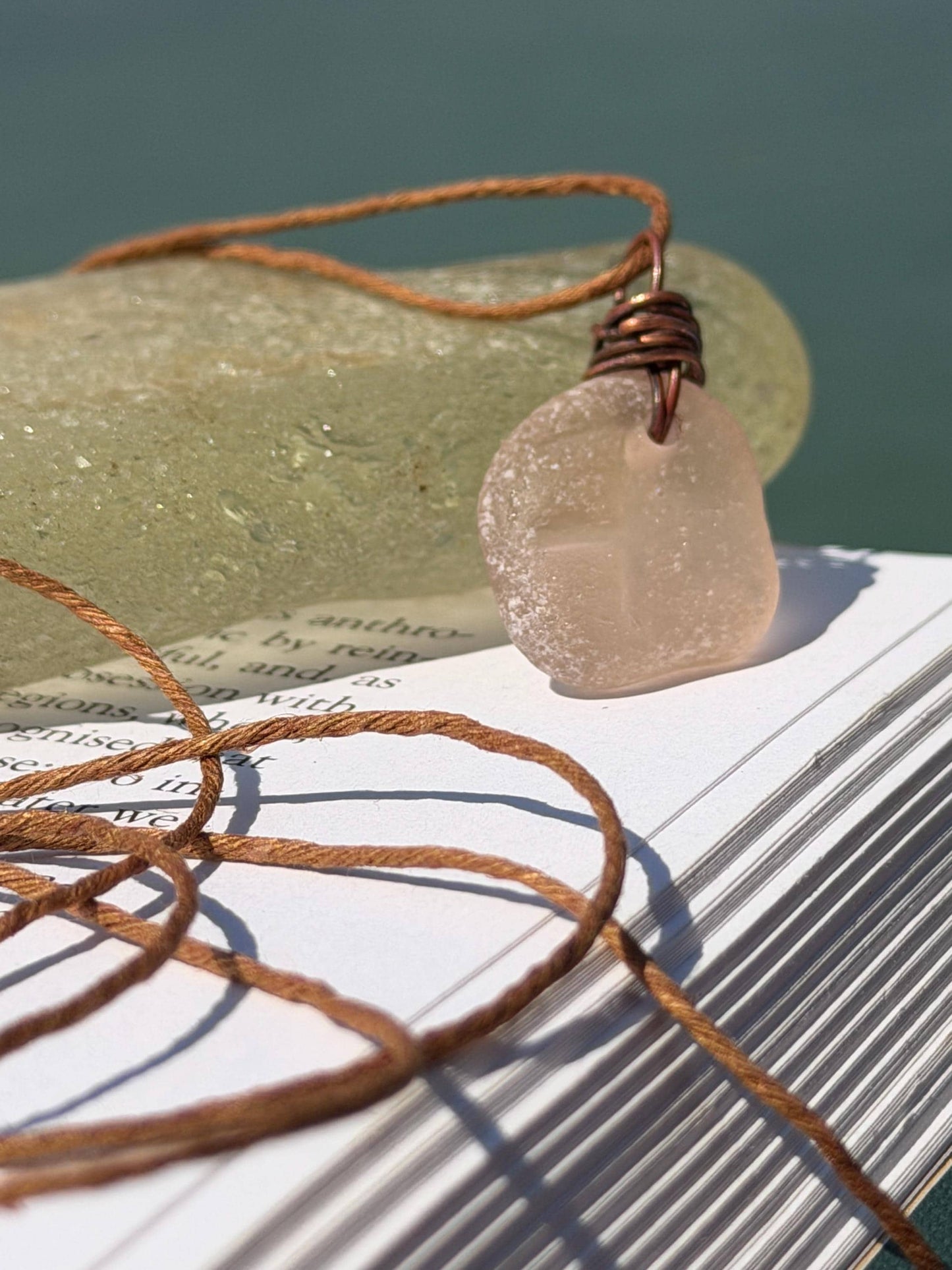Rustic pink sea glass necklaces. Recycled gift, boho necklaces, unusual gift for him, gift for her, hippy necklace, eco friendly necklaces