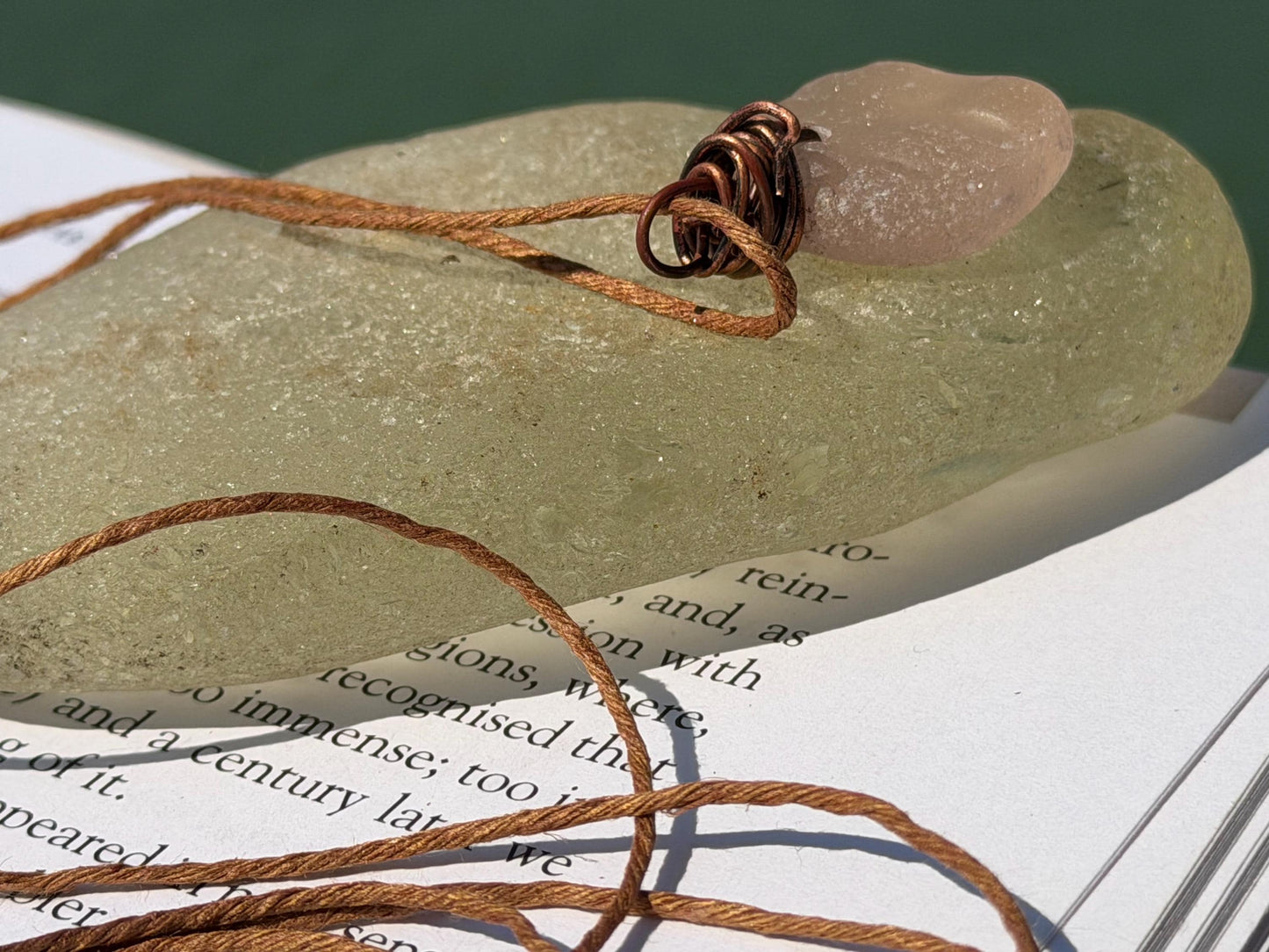 Rustic pink sea glass necklaces. Recycled gift, boho necklaces, unusual gift for him, gift for her, hippy necklace, eco friendly necklaces
