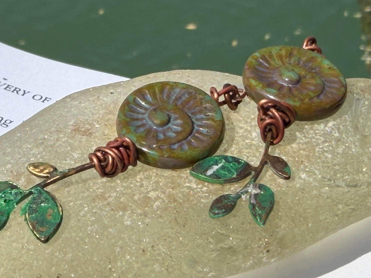 Tree of life earrings. Handmade patina earrings. Rustic earrings, unusual earrings, unusual earrings green earrings. Eco friendly jewellery.
