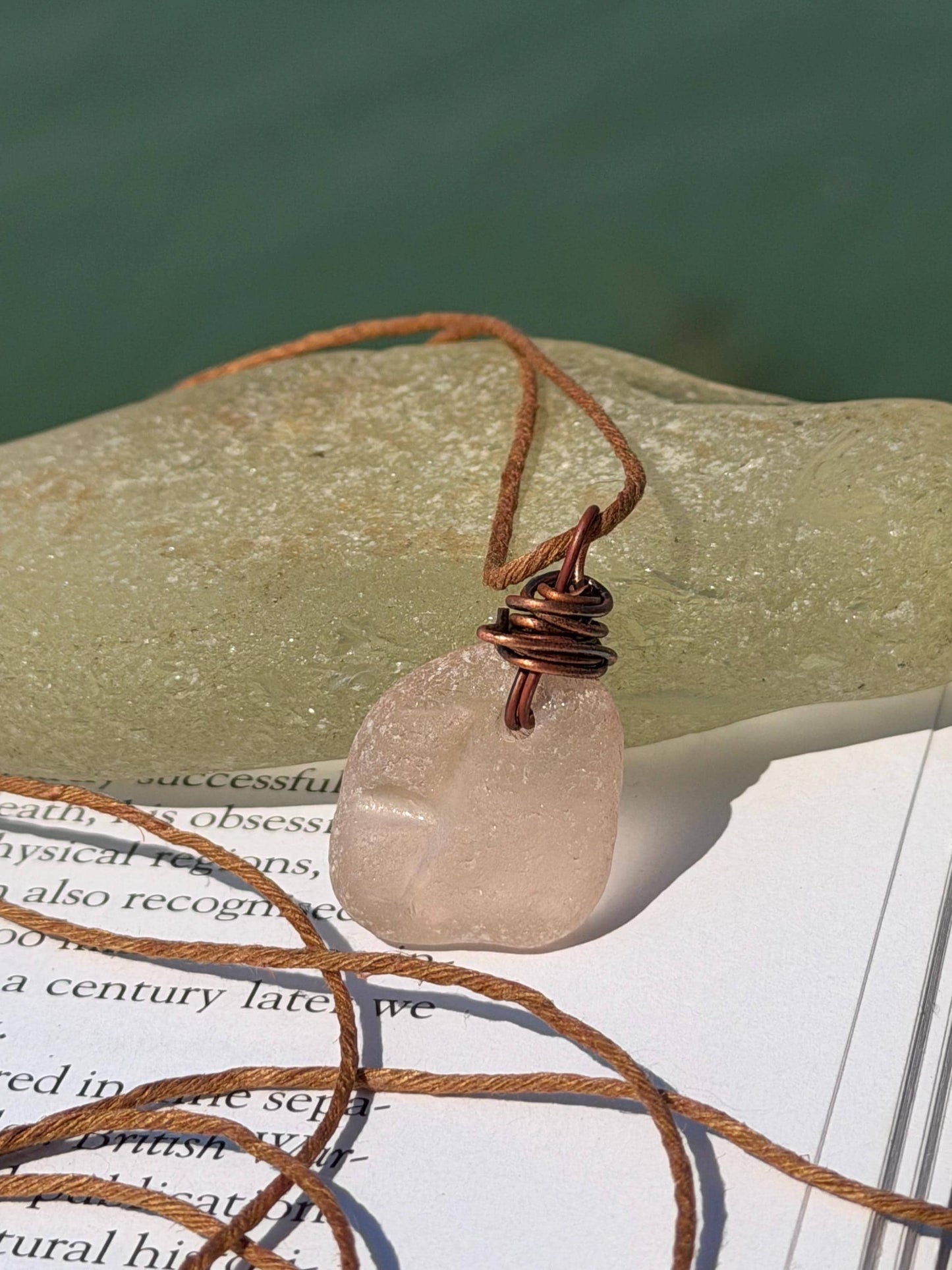 Rustic pink sea glass necklaces. Recycled gift, boho necklaces, unusual gift for him, gift for her, hippy necklace, eco friendly necklaces