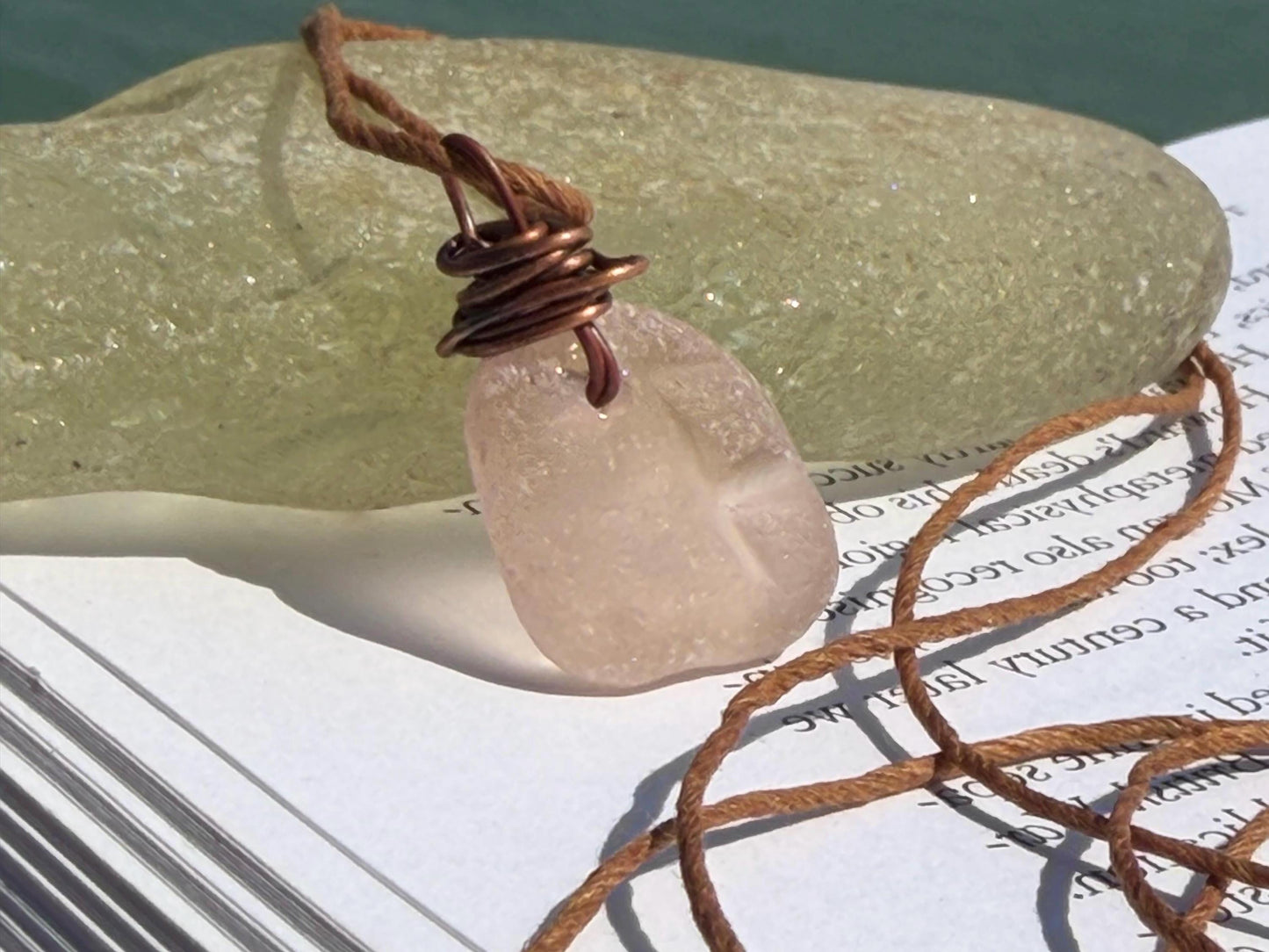 Rustic pink sea glass necklaces. Recycled gift, boho necklaces, unusual gift for him, gift for her, hippy necklace, eco friendly necklaces