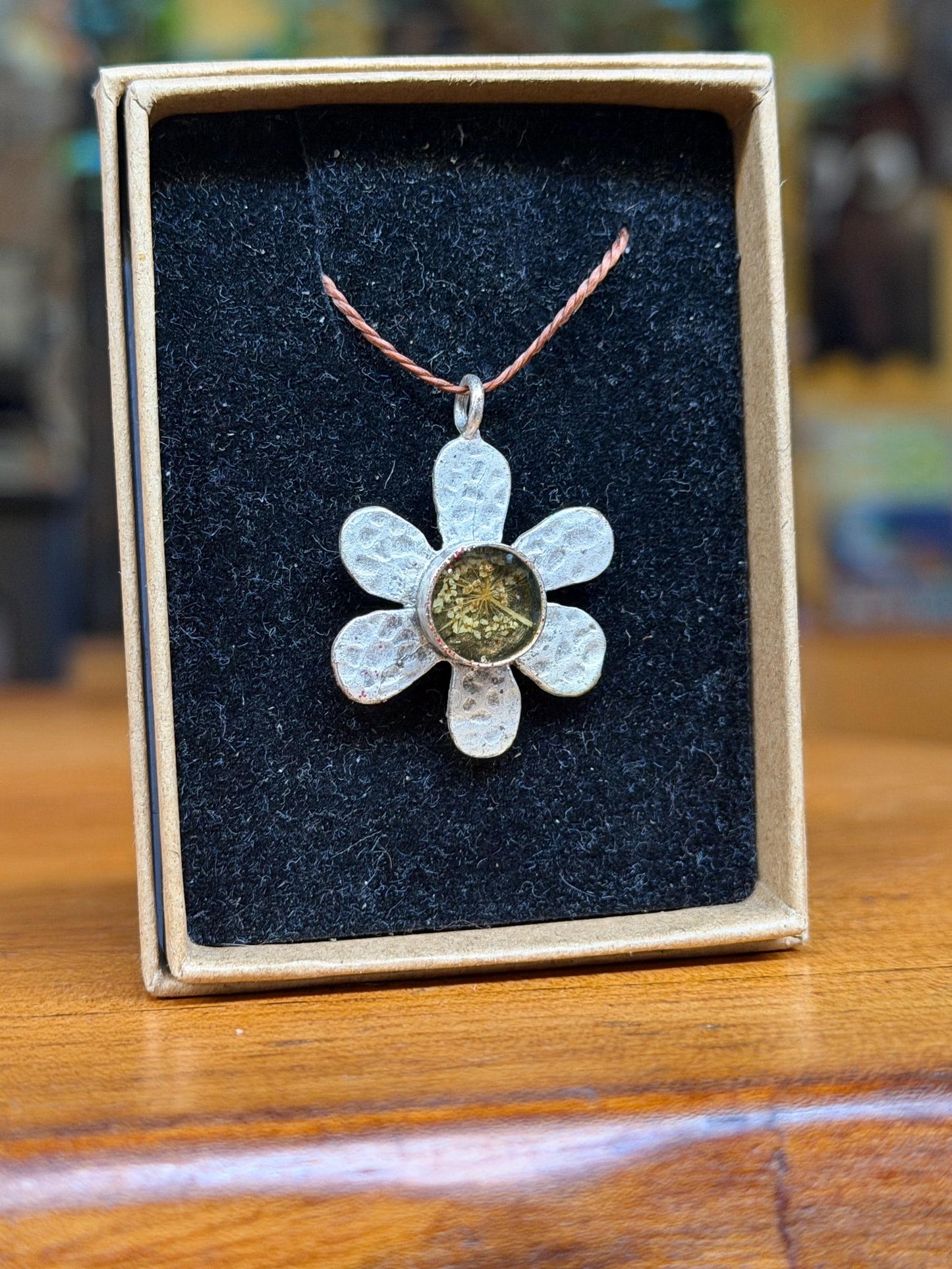 Wild carrot necklace, unusual boho necklace, unique gift for her, unique necklace. Flower necklace. Flower pendant, handmade jewellery