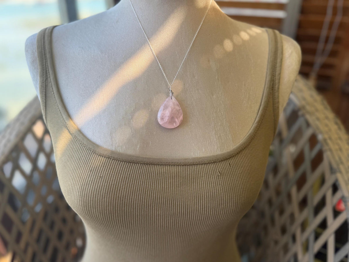 Ethically sourced rose quartz necklace, pink jewellery, romantic gift for her, unusual necklace, ethical jewellery, handmade necklace