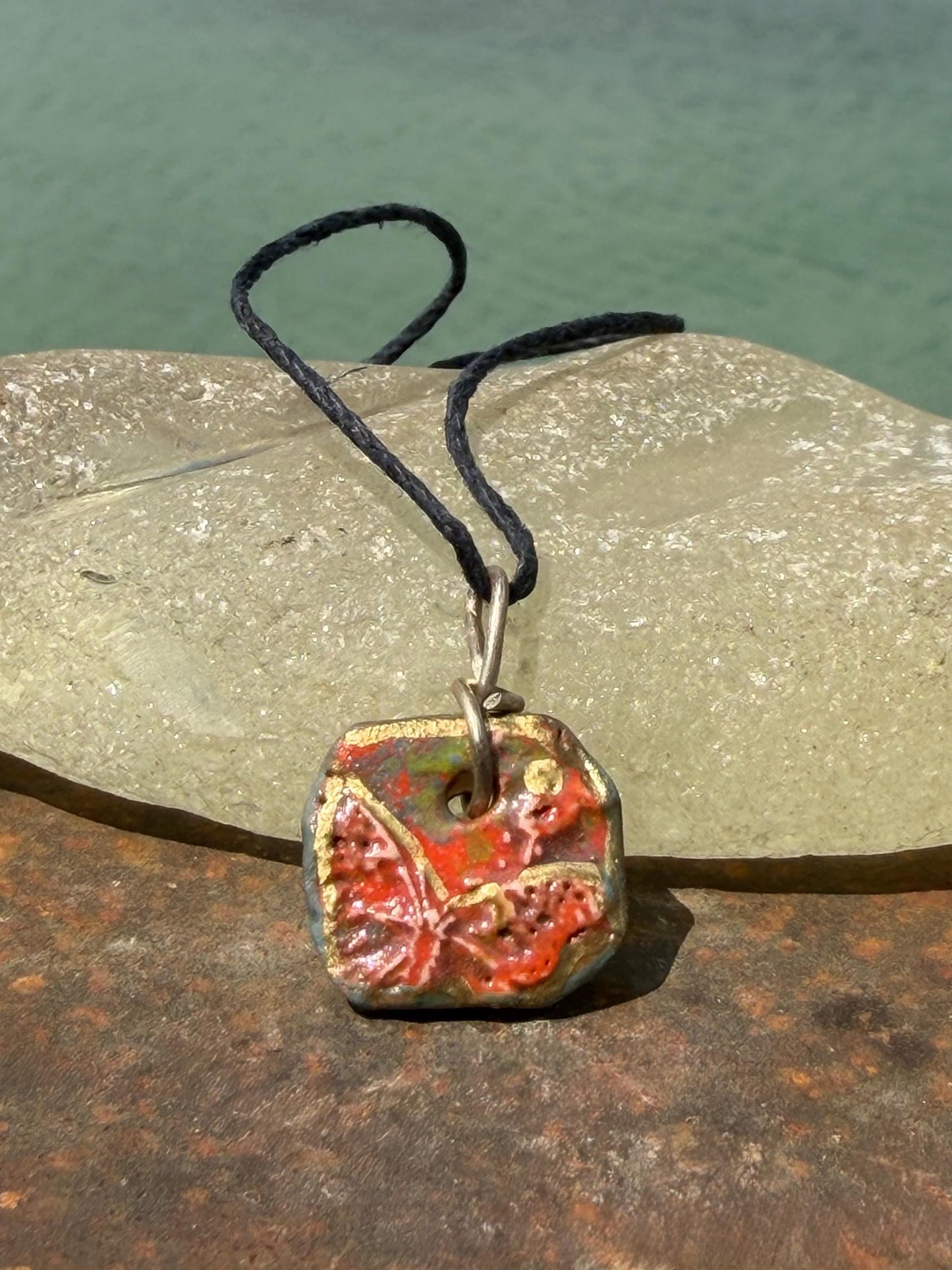 Unique Handmade pink and gold Butterfly Necklace - Boho Ethical Jewelry. Unique gift for her