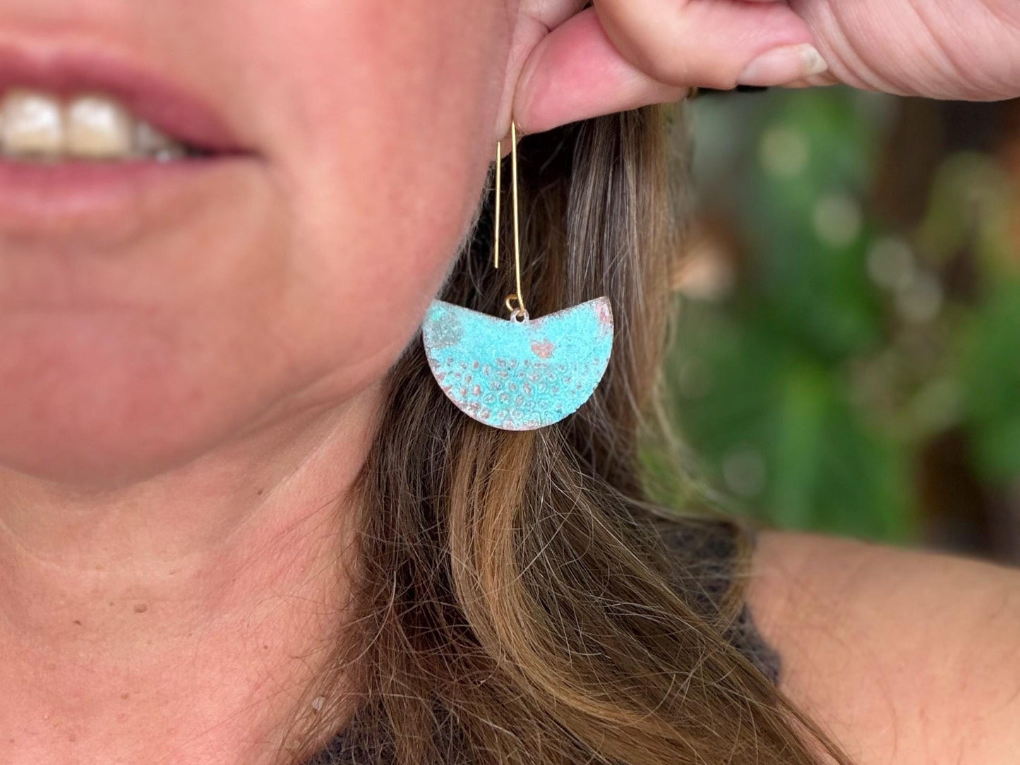 Handmade funky earrings. Large blue earrings, unusual earrings, unusual gift for her, statement earrings, unique blue jewellery