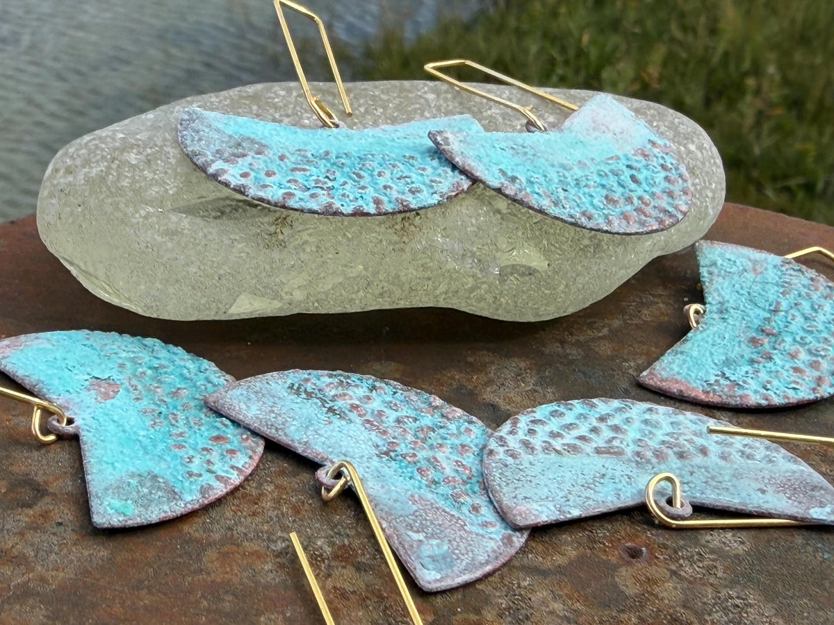 Handmade funky earrings. Large blue earrings, unusual earrings, unusual gift for her, statement earrings, unique blue jewellery