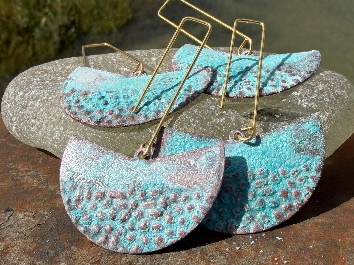 Handmade funky earrings. Large blue earrings, unusual earrings, unusual gift for her, statement earrings, unique blue jewellery