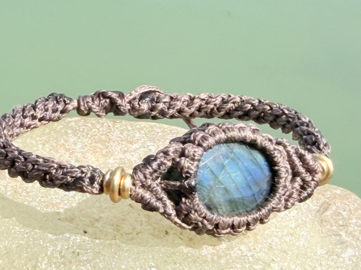 Stunning macrame wrapped peacock labradorite bracelet, ethical jewellery, unusual jewellery, macrame jewellery.  gemstone macrame bracelet.