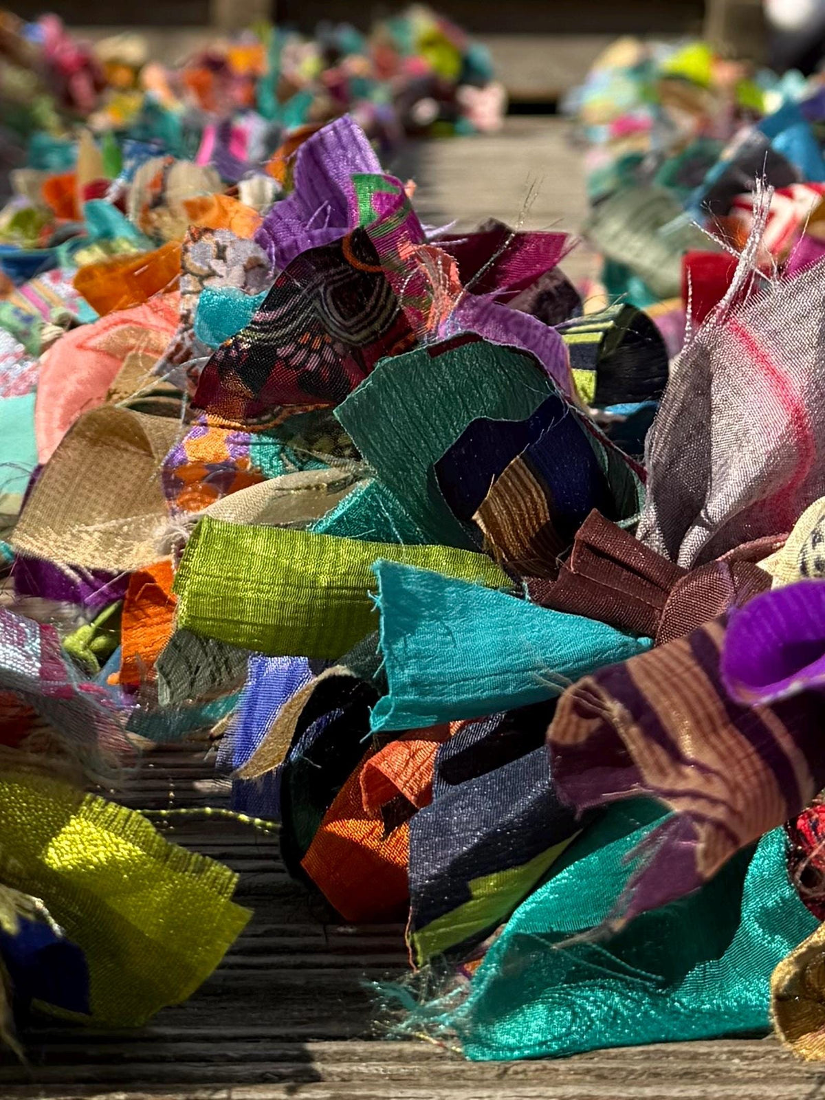 Eco friendly colourful tinsel! Ethical, sustainable and planet friendly. Handmade ethical Christmas decor. Long eco tinsel. Festive garland